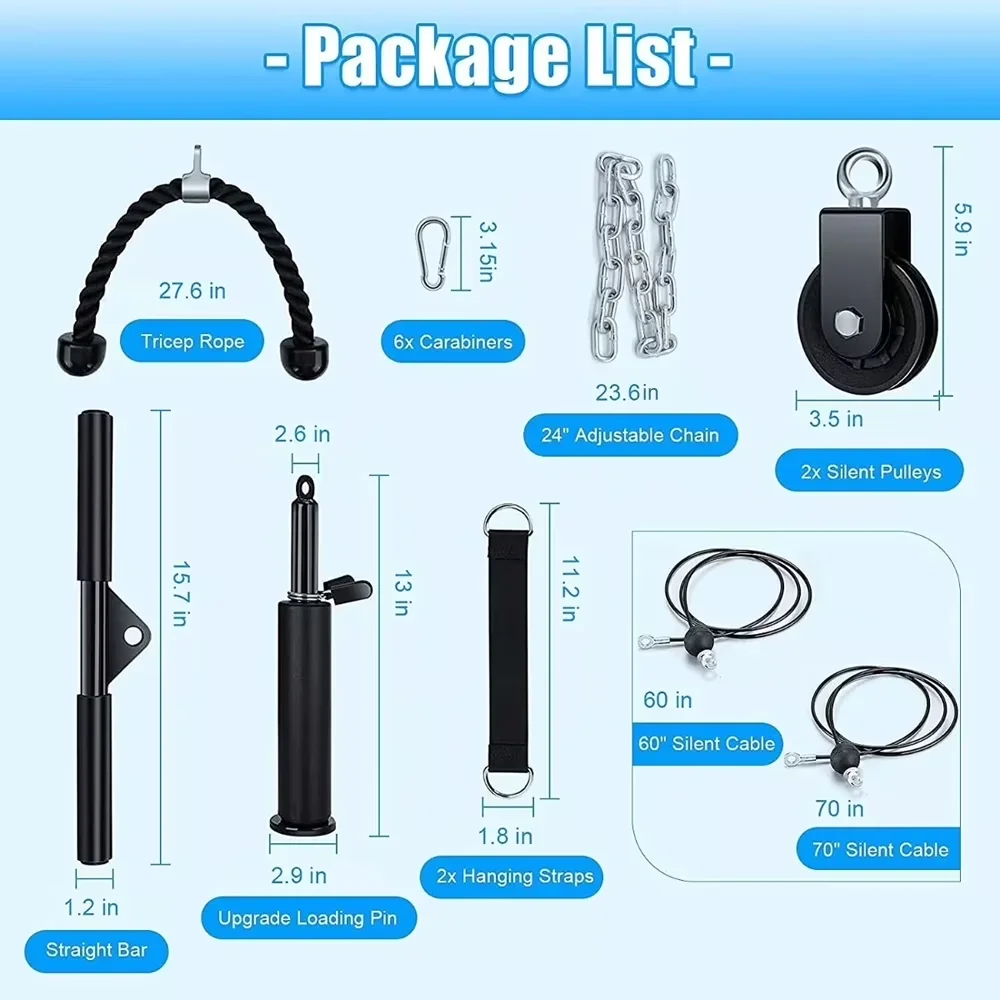 Essential Home Gym Accessory with Heavy Duty, Cable Pulley System - Metal Black Model 263A00
