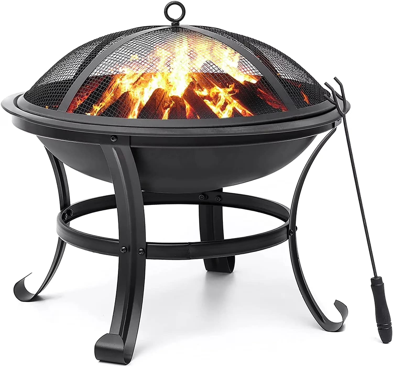 Premium Outdoor Heating with Portable, 22 inch Wood Burning Fire Pit - Black Steel,High Temperature Painting for Camping, Picnic Model AB6227