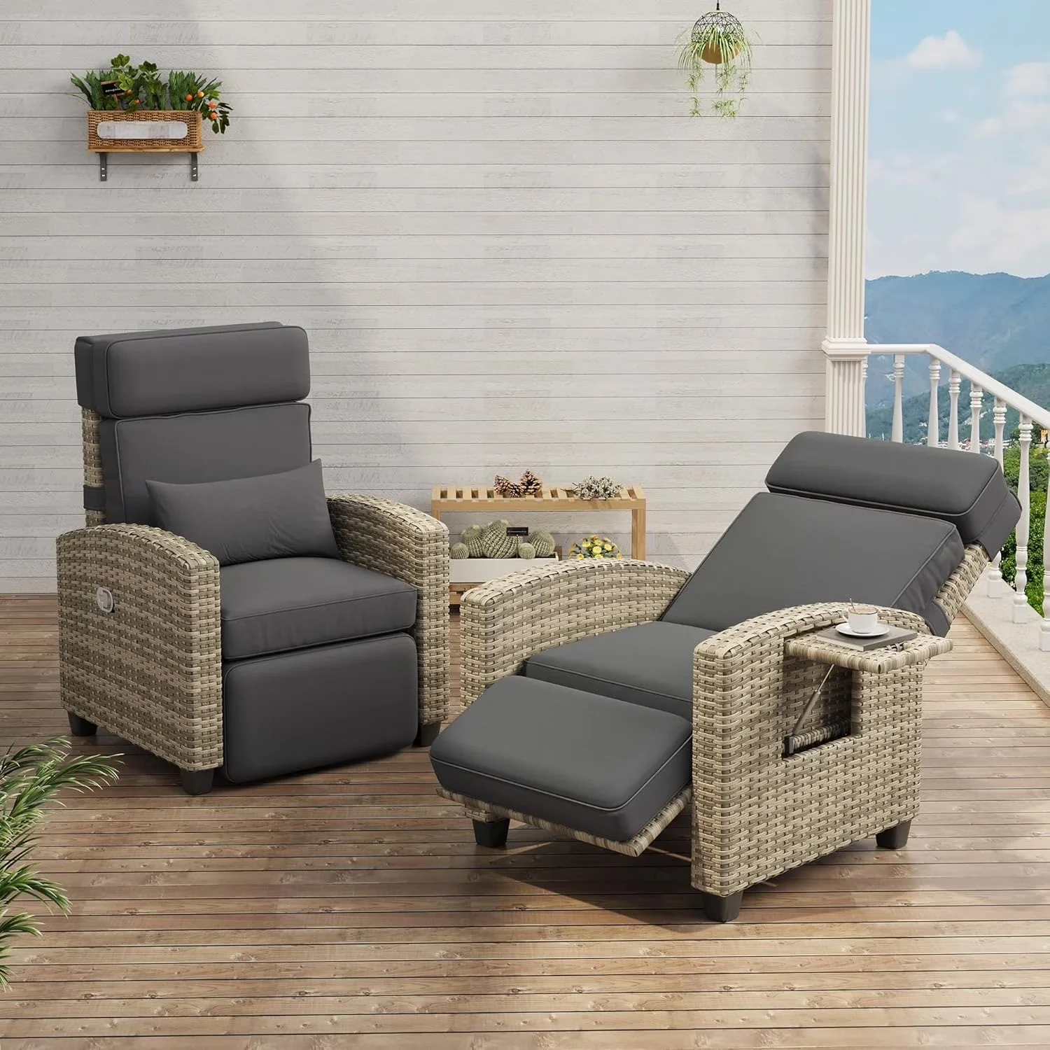 Premium Outdoor Sofas Sectional with Modern, Rust Resistant, Reclining - Gray for Patio Model 6C6147