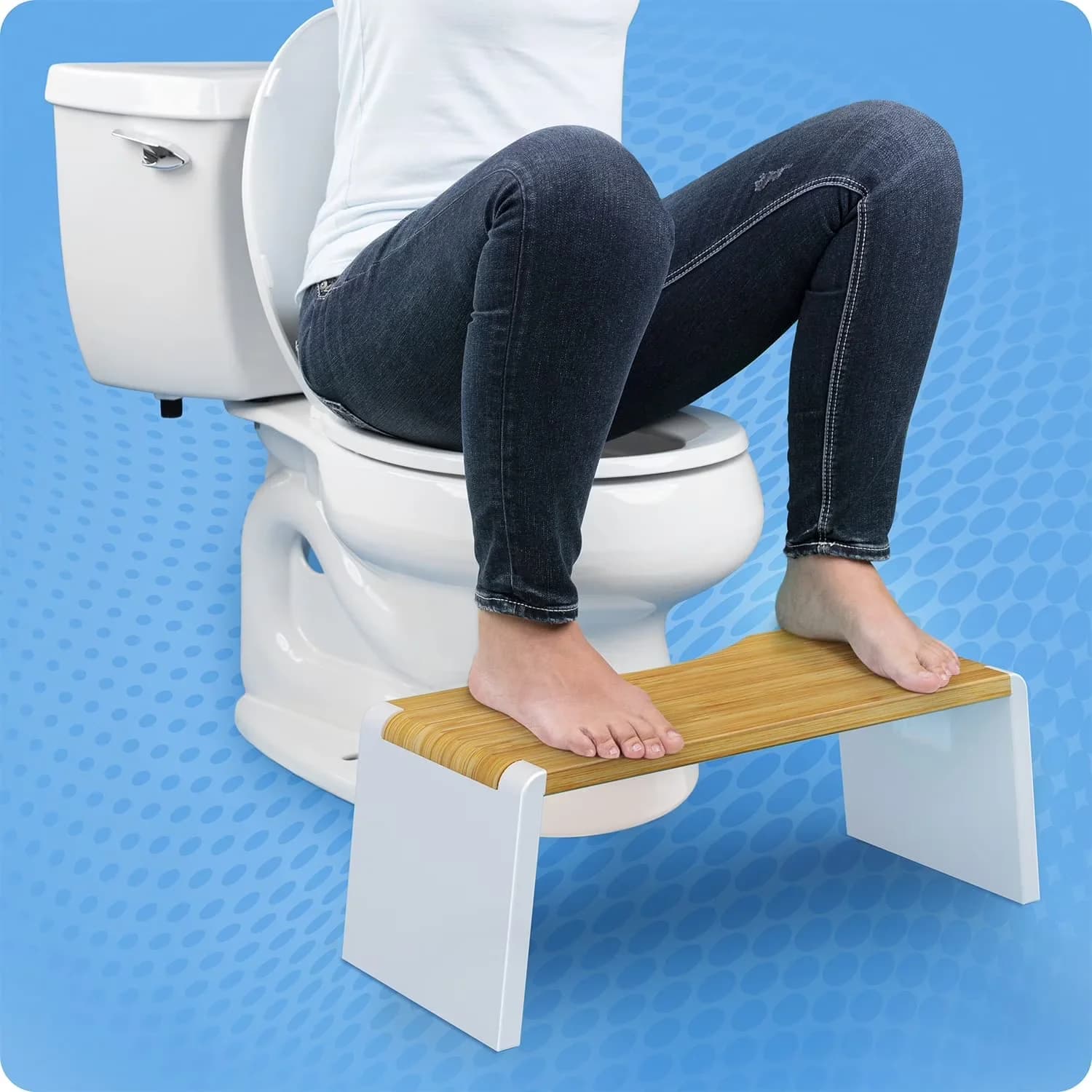 Modern Ladders And Step Stool with Anti-Slip, 7 in Collapsible, Brown White - White Bamboo Model 0B4E7A