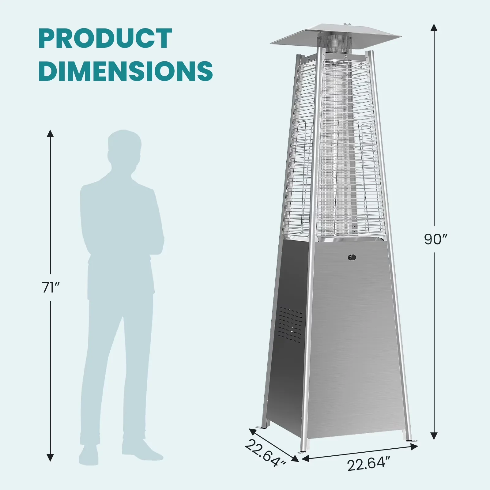 Classic Outdoor Heating with 42000 BTU, Automatic Shut Off, Remote Controlled - Silver Model 14752B
