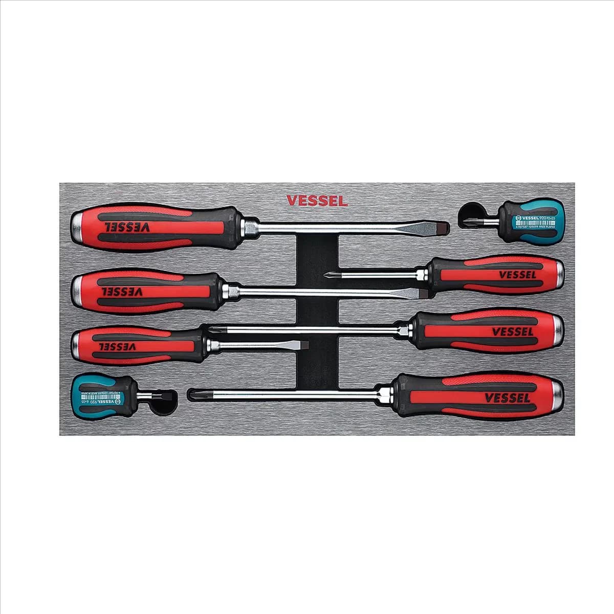 Innovative Hand Tool Set with Magnetic, Magnetized tip, Tang-Thru with large steel cap - Eva Black Model 3C432E