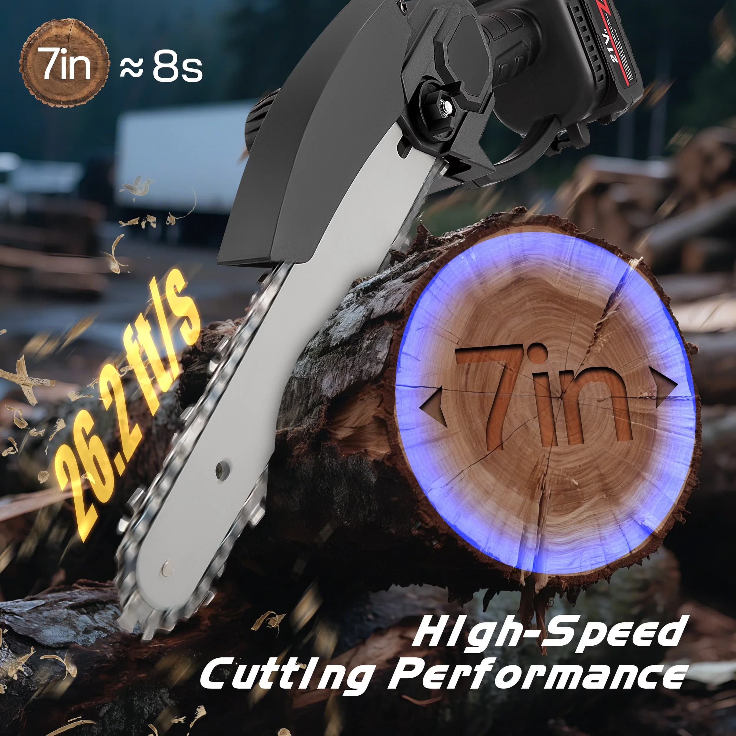 Chainsaw Durable with Battery, 21V, 8" Cordless Mini for Daily Use - Model AD1D06