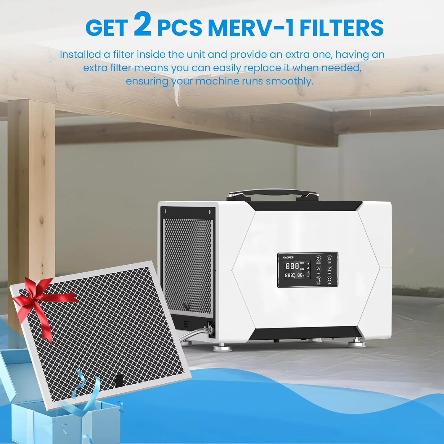 Classic Dehumidifier with Built-In Pump, Automatic Defrost Control - White for Commercial, Auto Model F5E737
