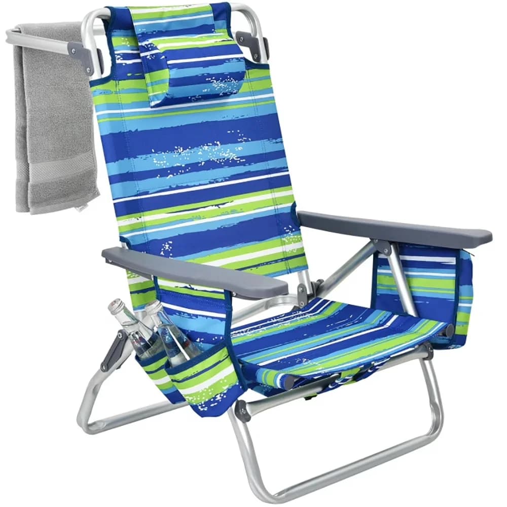 Professional Beach Chair with Folding, Adjustable, 2-Pack Folding Backpack - Blue Model A2B9F8