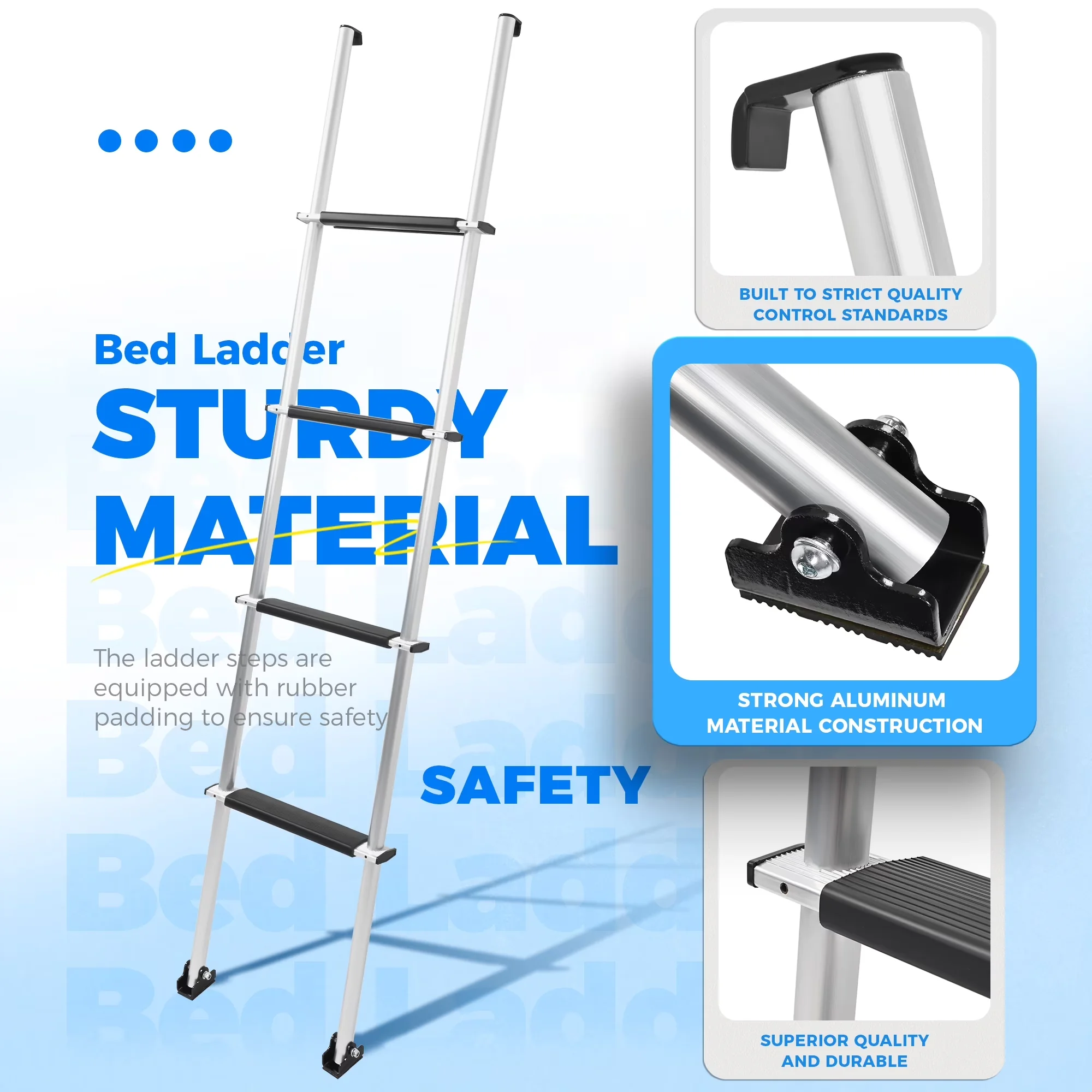 Premium Ladders And Step Stool with Adjustable, Metal Frame - Aluminum, Rubber 60" Model 59C8EE
