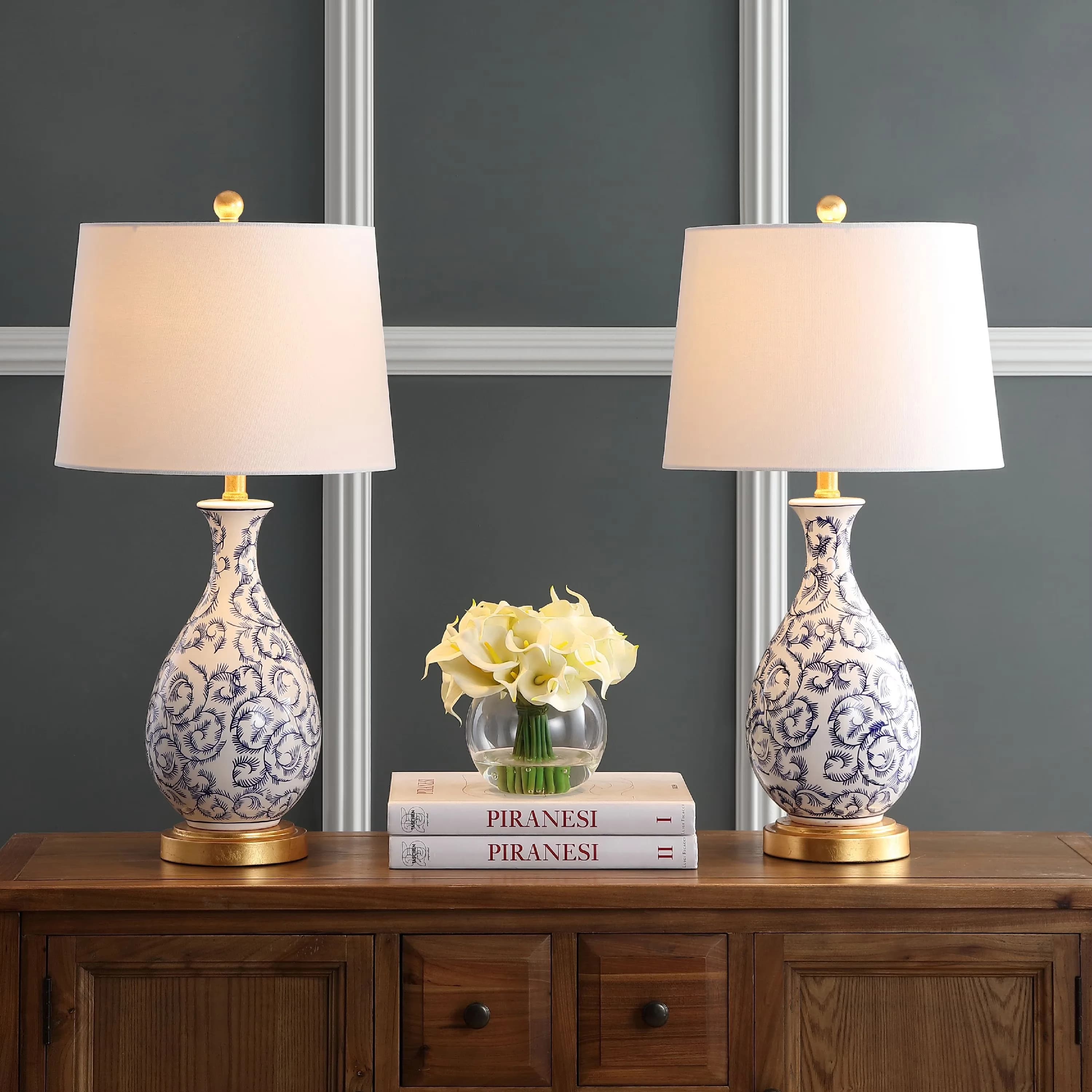 Versatile Lamp Set with LED, Energy Efficient, Contemporary - Ceramic White, Blue, Gold, Multicolor Model 23E2F3