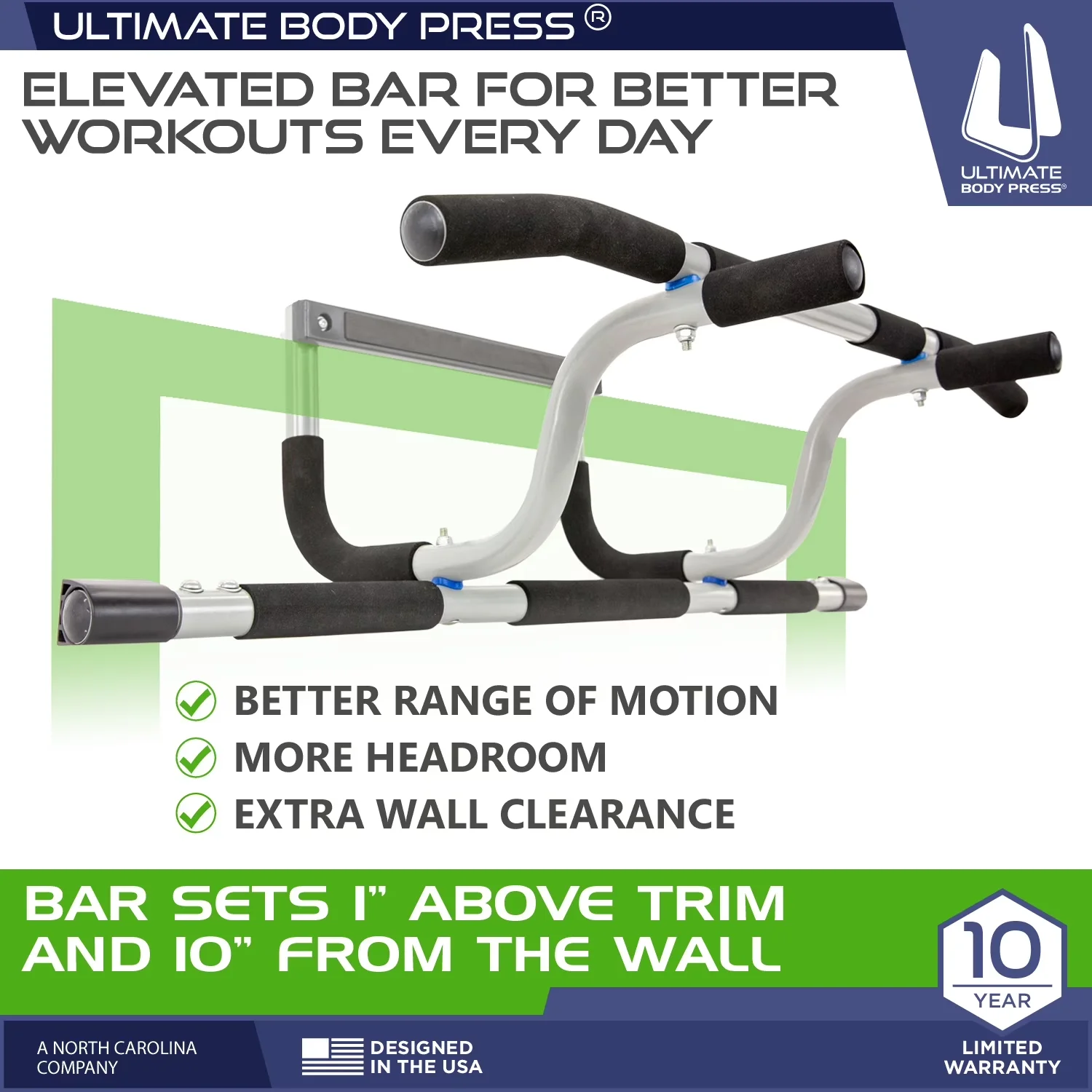 Versatile Home Gym with Adjustable, XL Doorway Pull Up Bar, Elevated Bar & Adjustable Width - Steel Model 58C917