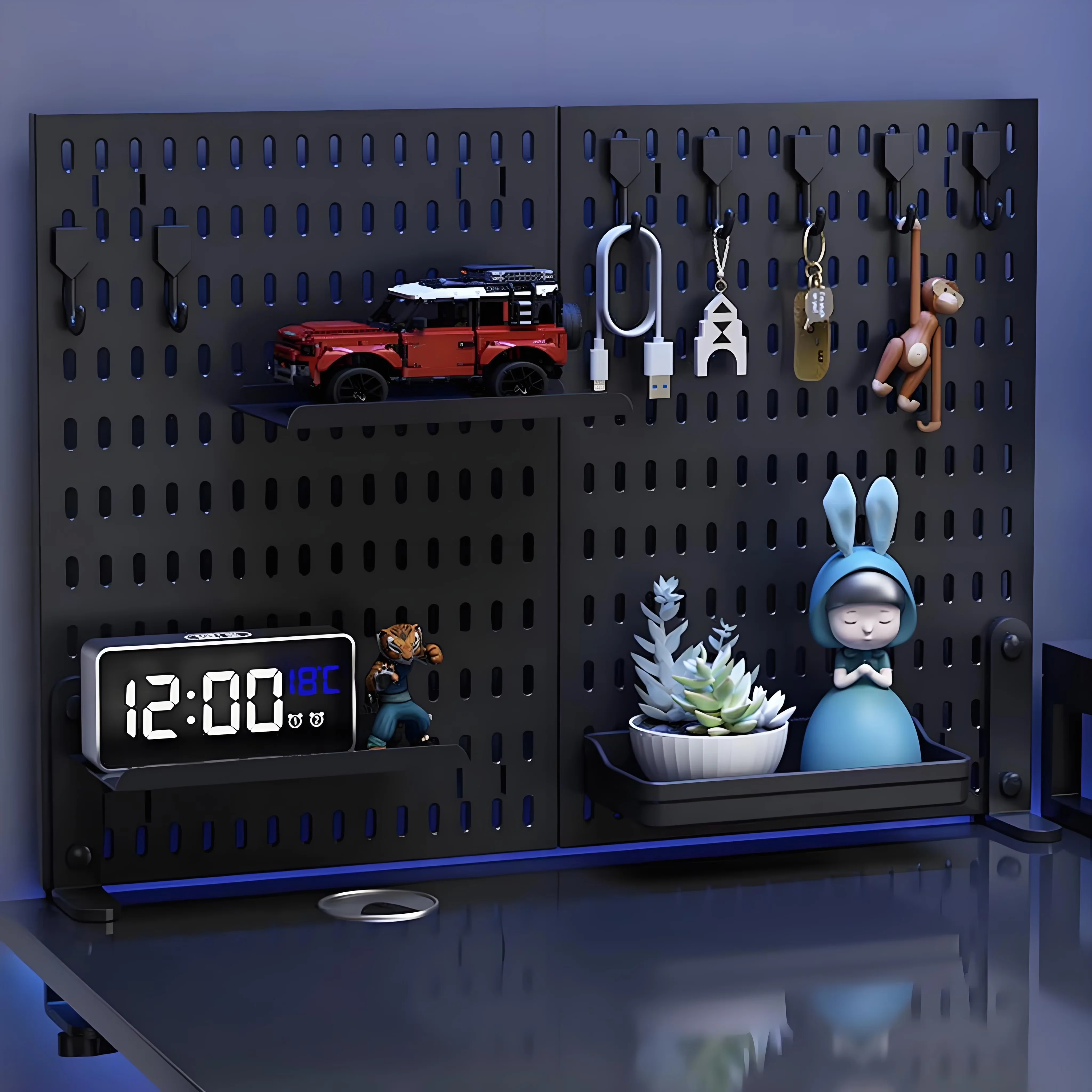 Garage Storage Supply Efficient with Adjustable, Waterproof - Plastic Black for Office, Home Model 93A3B6