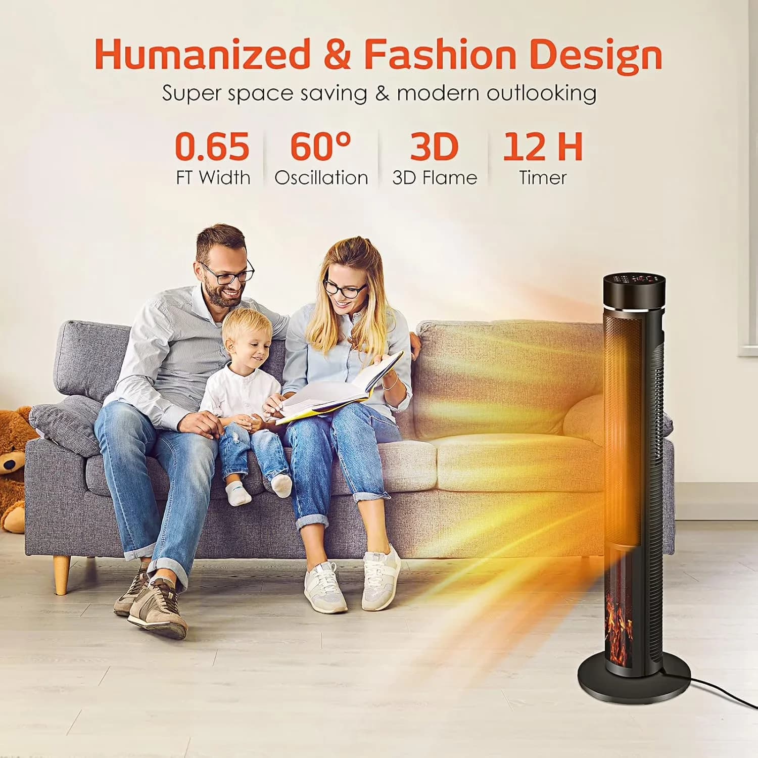 Portable And Electric Space Heater Compact with 1500W, Adjustable - Black Model 4FD3C2