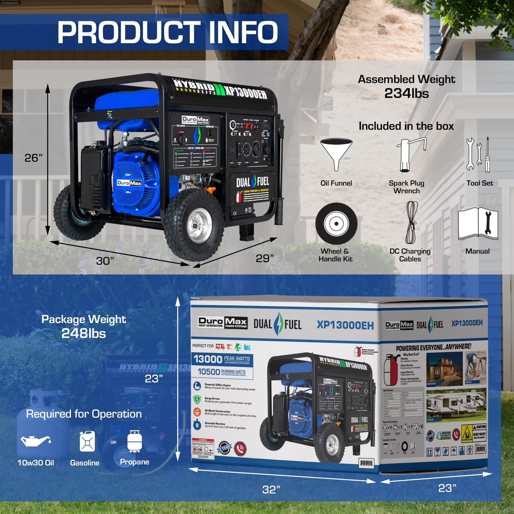 Sleek Generator with Grounded, Low Oil Shutdown, Auto-Idle Control - XP13000EH Model CC6366