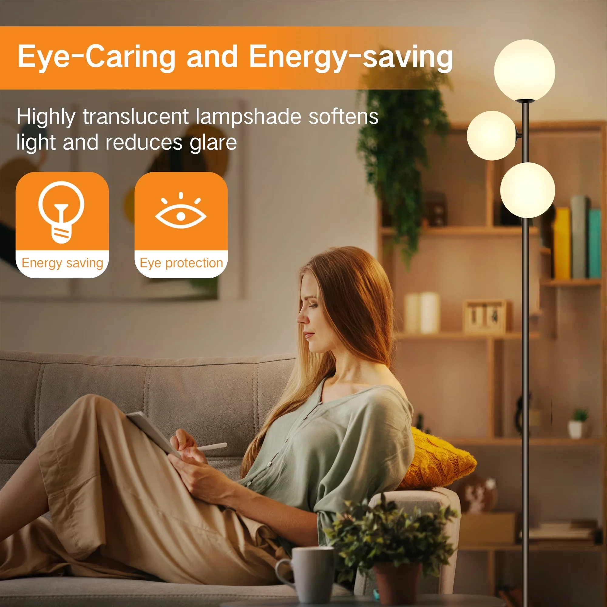 Reliable Floor Lamp with LED, Dimmable, Modern - Black Metal for Living Room Model BE44B8