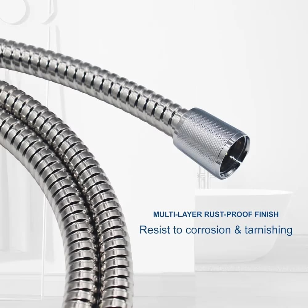 Sleek Shower Head with 360 Degree Rotation, Brass Nut - Metal Silver 60 Model 9871DB