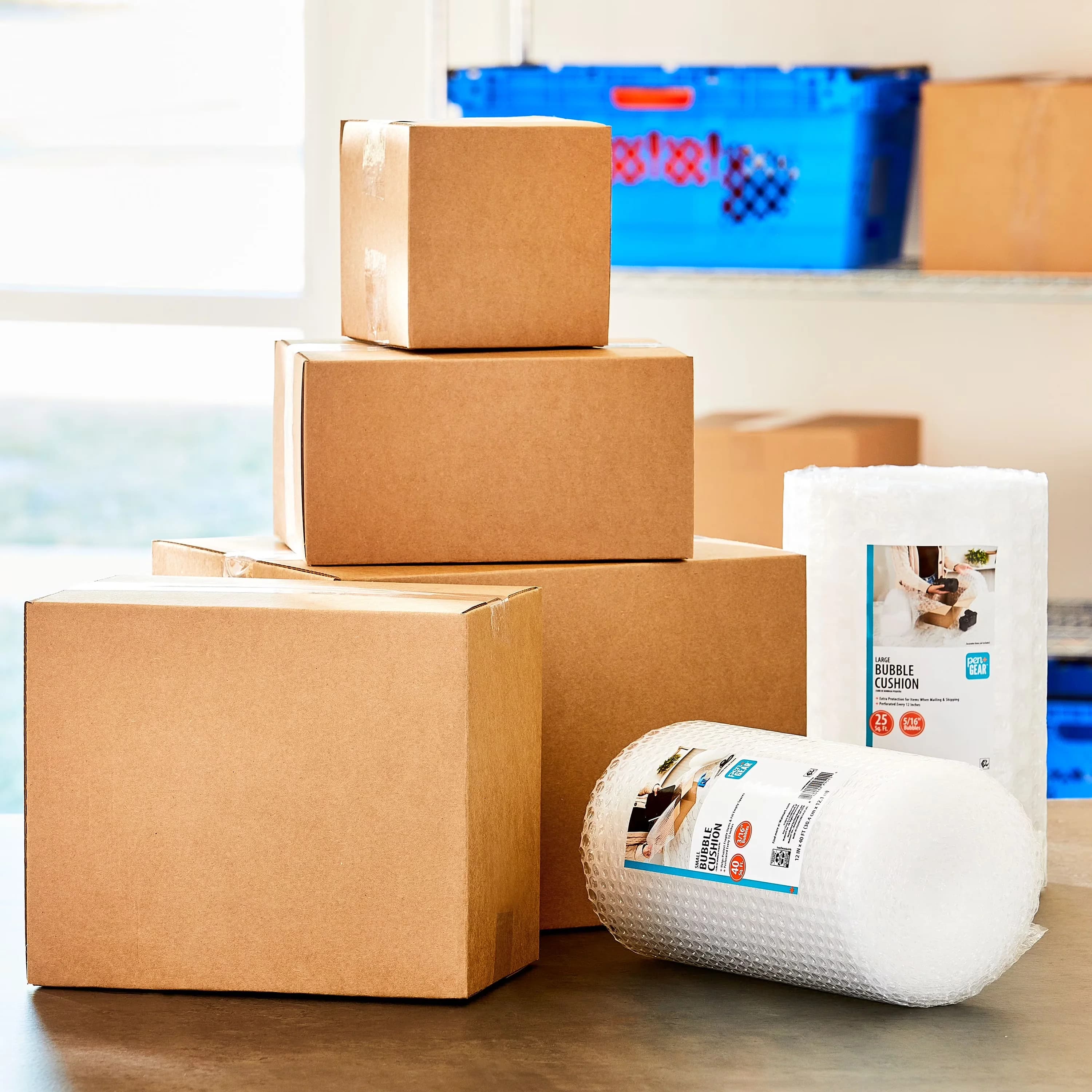 Moving Versatile with Color: Clear, 12" x 40' Bubble Cushion Roll, Perforated every 12 inches - 12" x 40' Model 7ED424