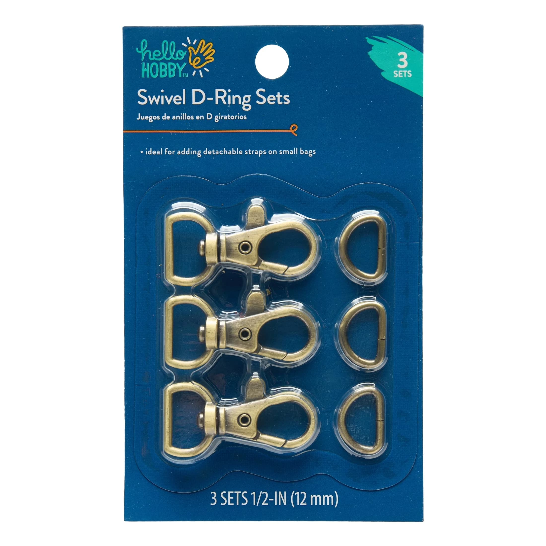 Compact Fastener with Detachable, Gold, 3 Piece Set - Gold Gold 3 pack Model B36ECF