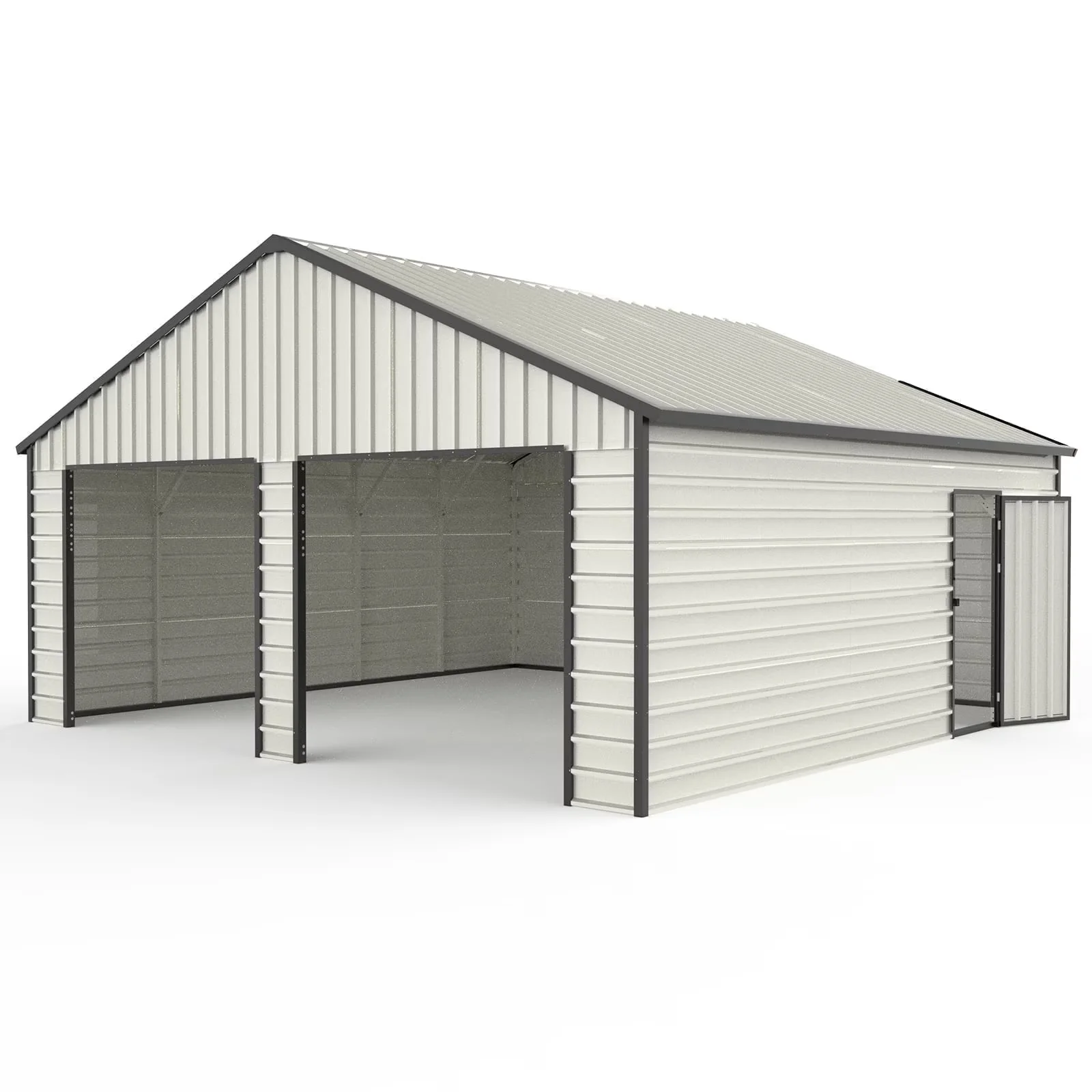 Modern Shed with Rust Resistant, Waterproof, Uv Resistant - Off-White Steel, Galvanised Metal Model B5BCBA