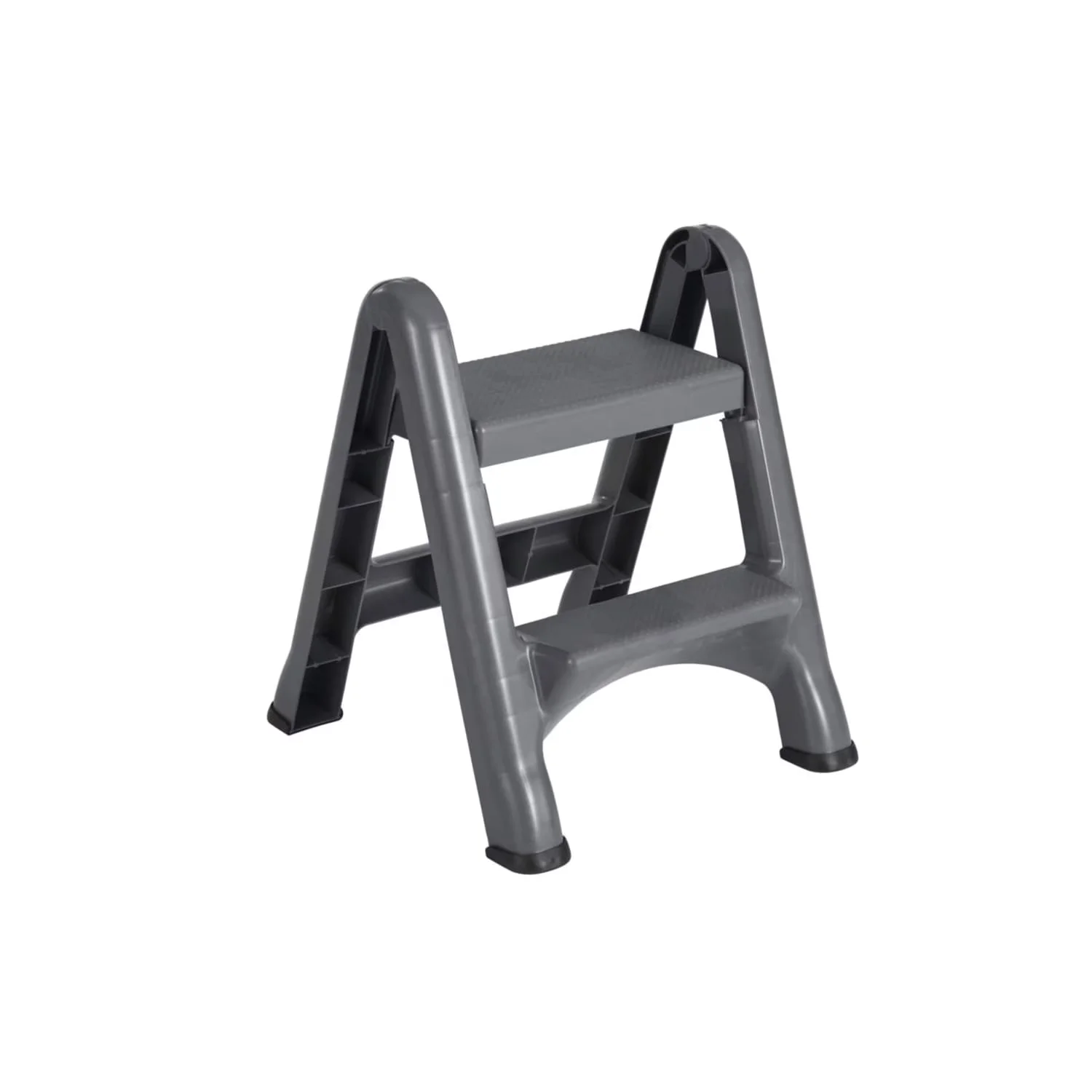 Ladders And Step Stool Compact with Foldable, Foot Pads - Plastic Gray Model 7B5574
