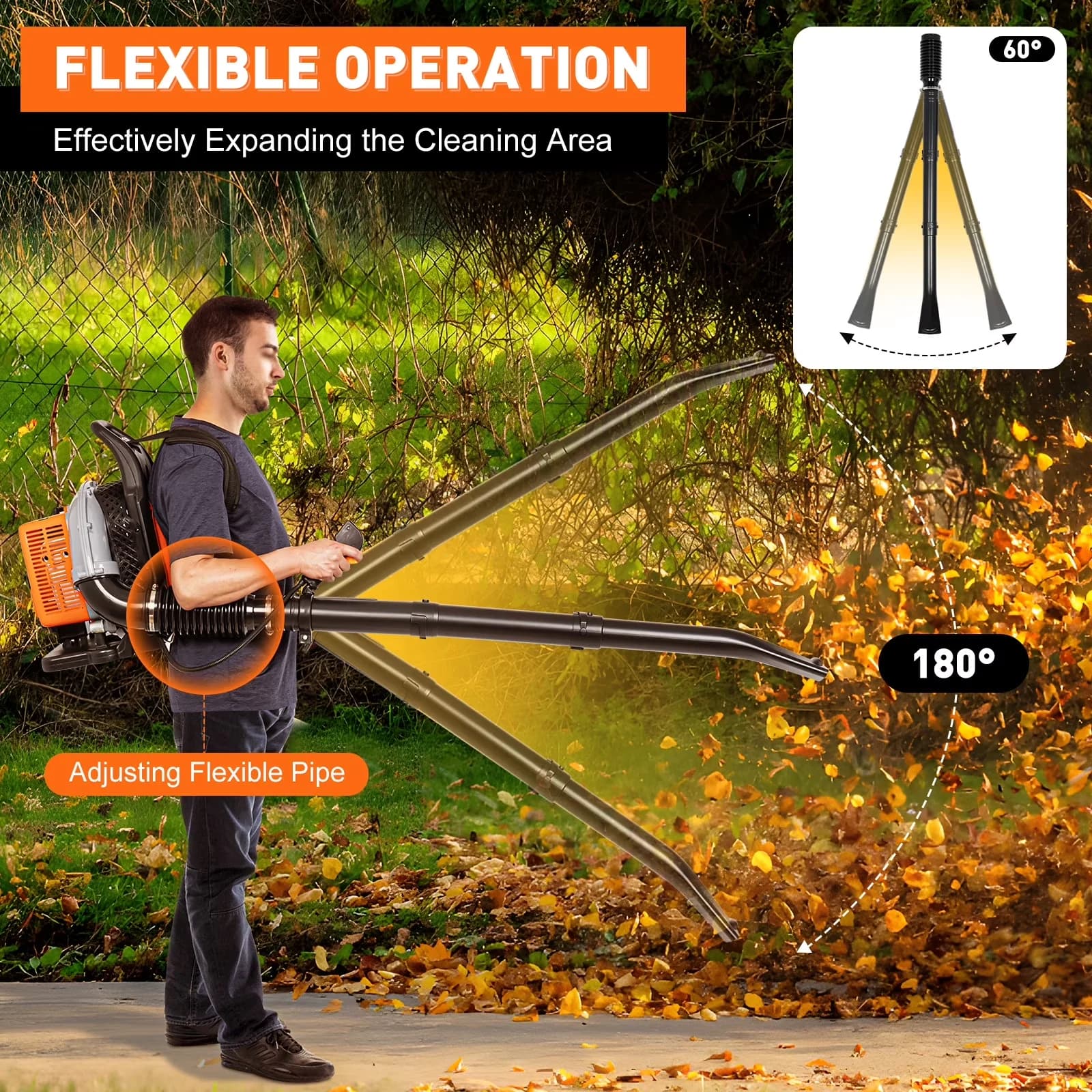 Classic Leaf Blower with Assembly Required: Yes, Material: PP, 63cc 2 Stroke Gas Powered Grass Sweeper - Model 311FB3