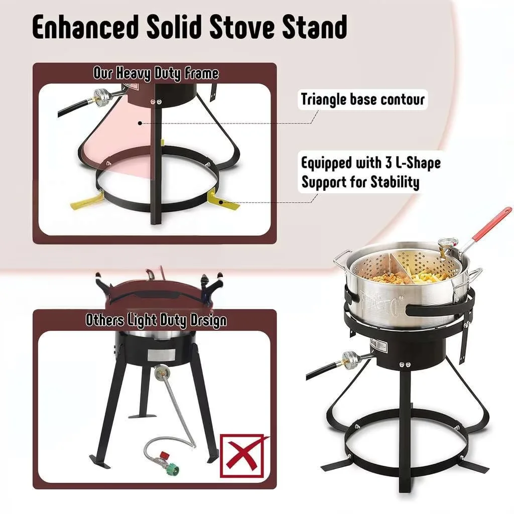 Outdoor Fryer Modern with 50000 BTU, 10 Qt Aluminum Propane Gas Fish Pot Kit - Aluminum Model 9BC1D8