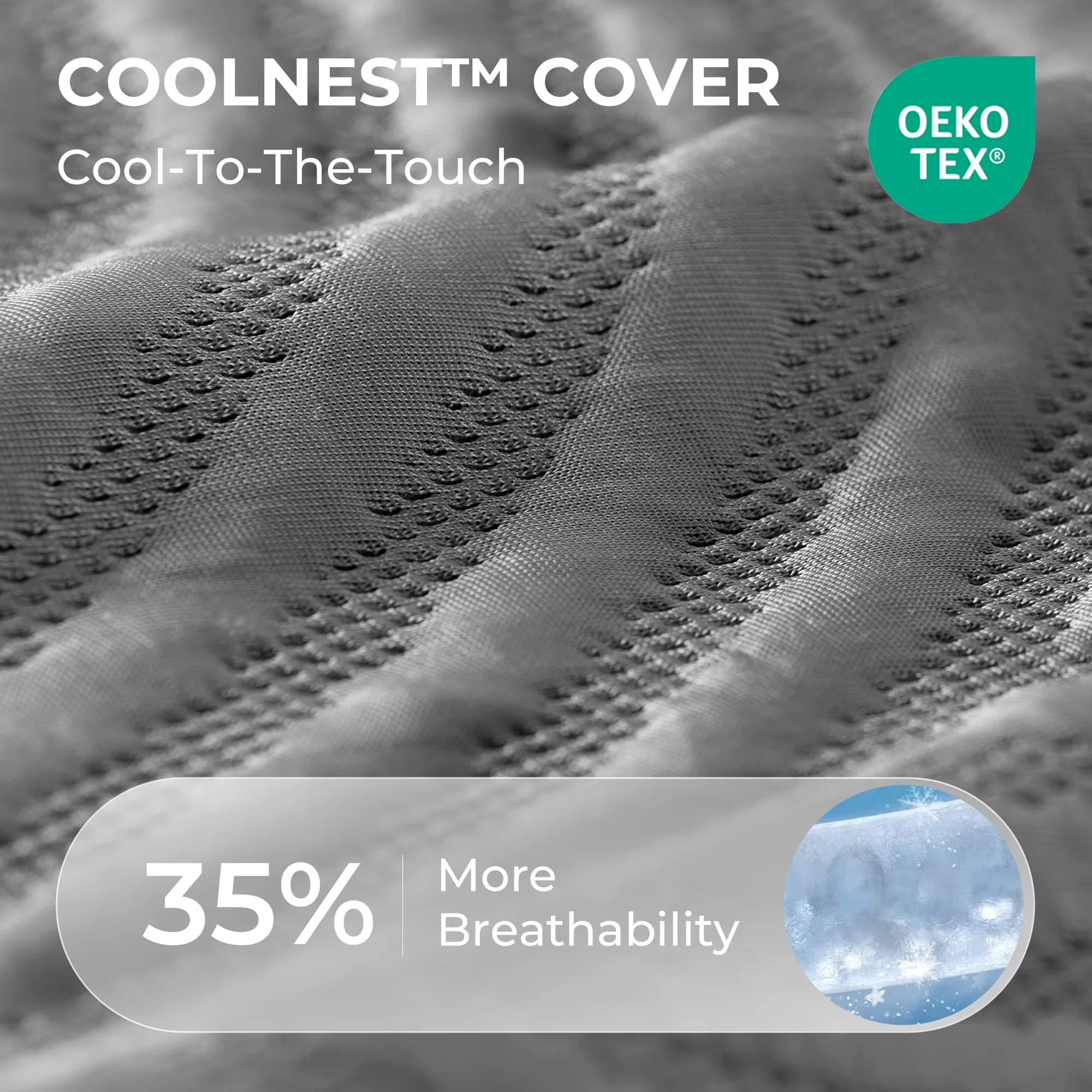 Classic Mattresses Accessory with Breathable Construction, Cooling Technology - Grey 3D Knitted Cooling Cover, Gel-Infused Memory... Model DE1633