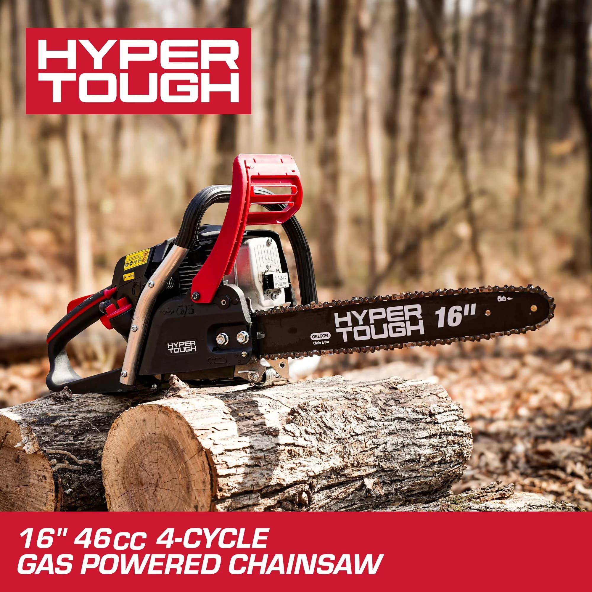 Efficient Chainsaw with Automatic Chain Oiler, 16" 46cc 4-Cycle Gas Powered, 14" single-cut capacity - Red Model D1B64E