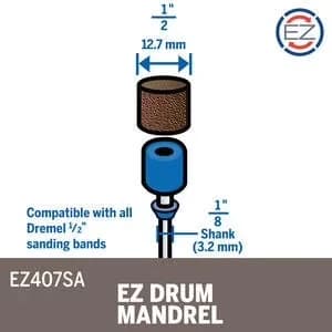 Versatile Pro Tool with Rotary Accessory, EZ Drum 1/2" Sanding Band & Mandrel Kit - Plastic CD Model E3A0EE