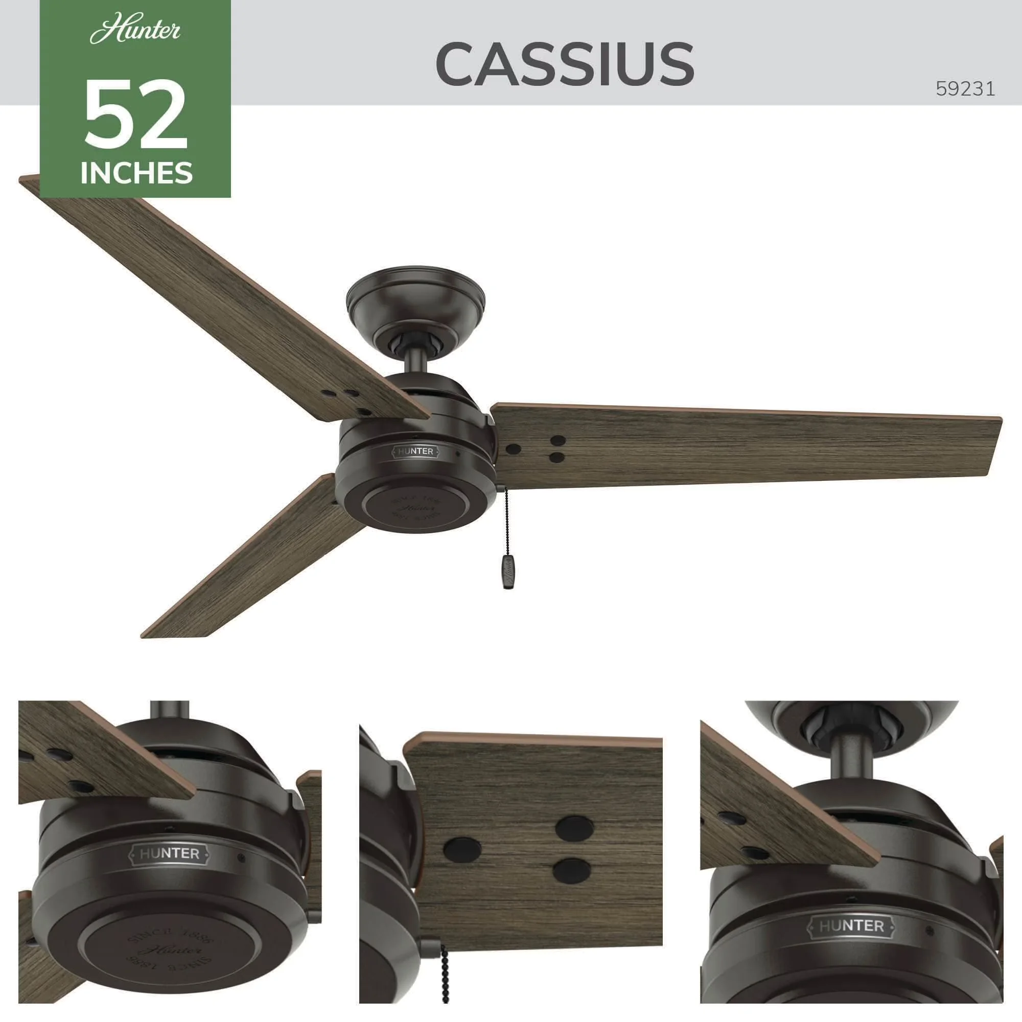 Compact Ceiling Fan with Reverse Airflow, Farmhouse, Reversible Blades - Bronze Not Included Zzz Model A5A988