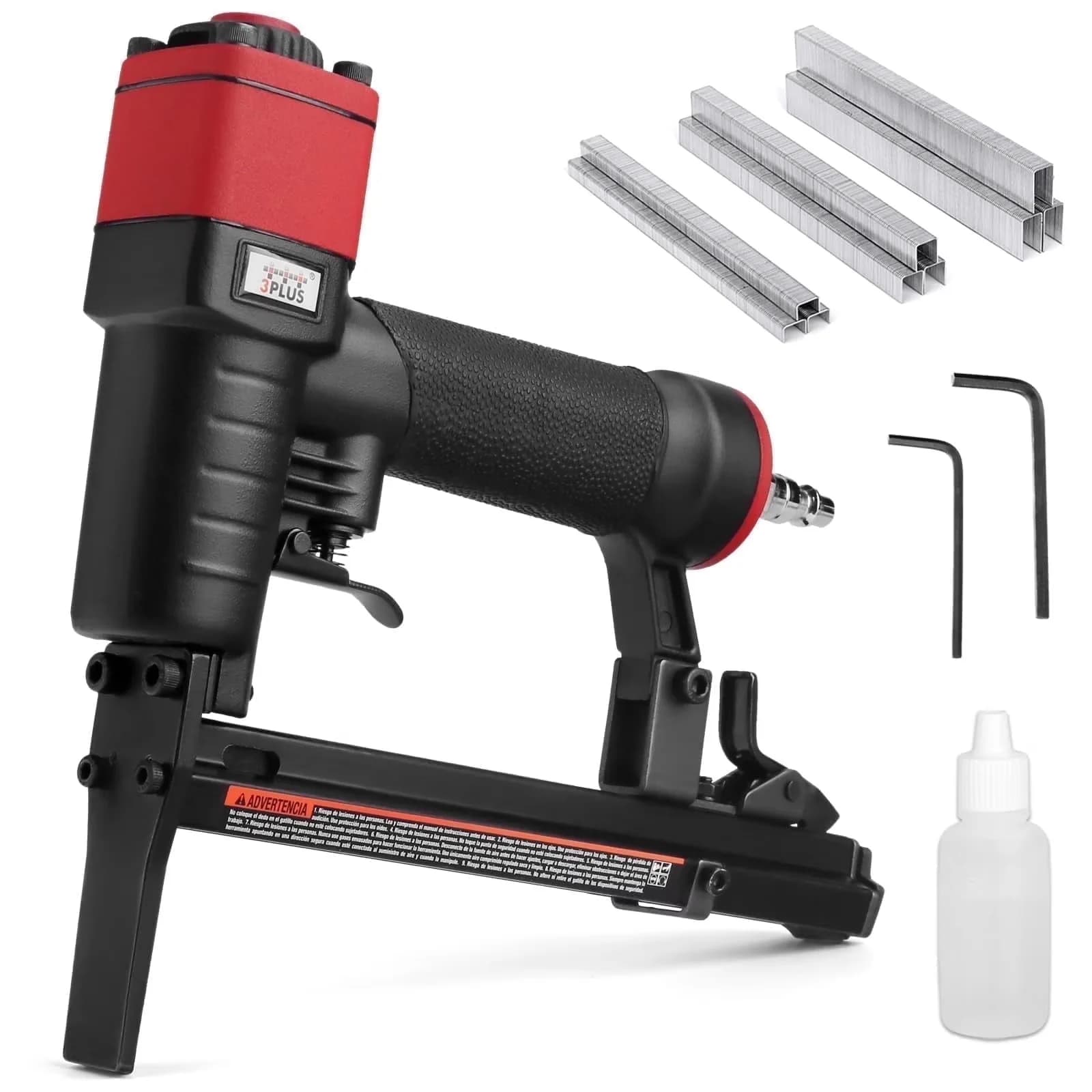 Air Tools Compressor Durable with Adjustable, Pneumatic Upholstery Stapler, Long Nose - Red Model 3F9DD5