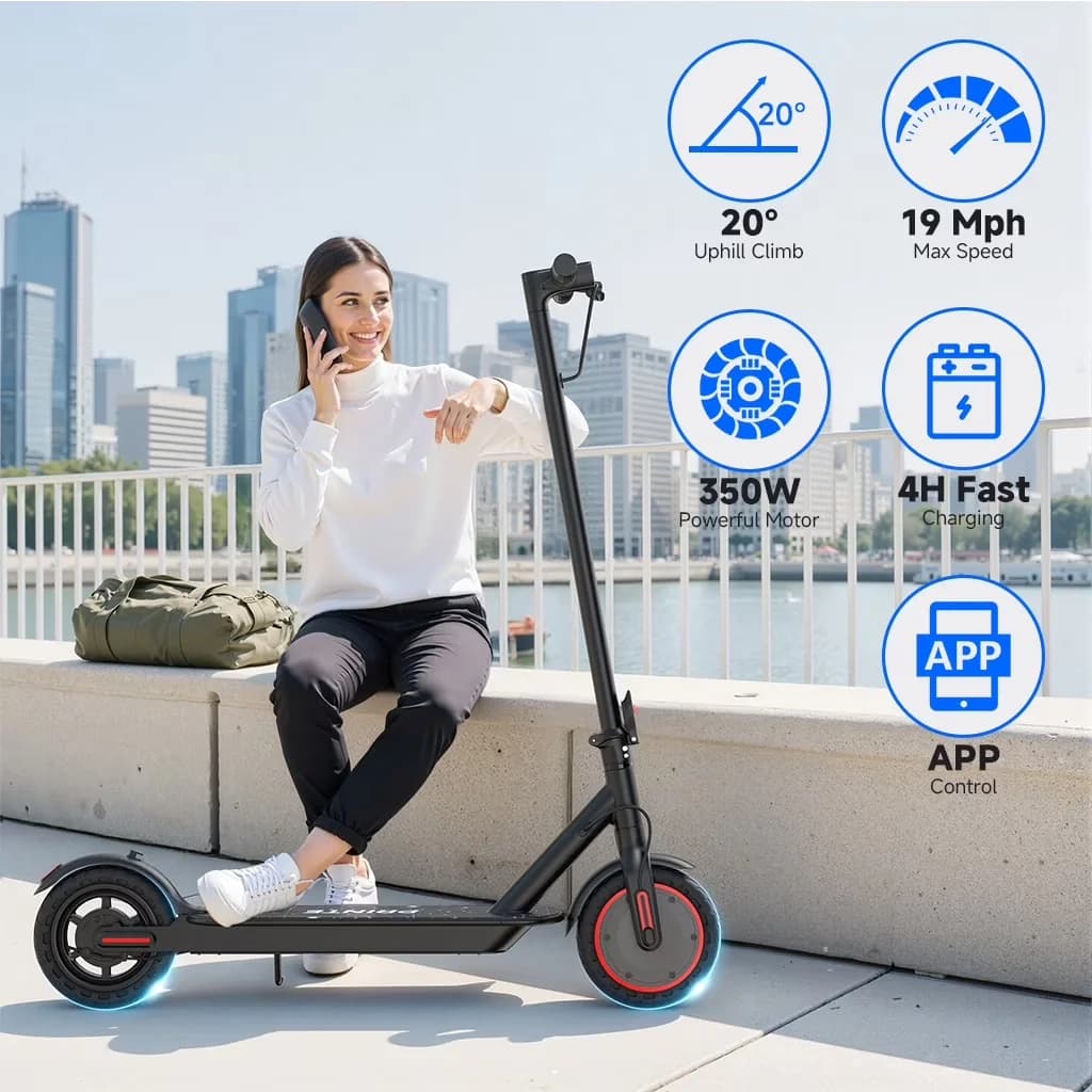 Versatile Scooter with 350W, Foldable, N6 Electric 350W - Black Aluminum Alloy Model 7DE097