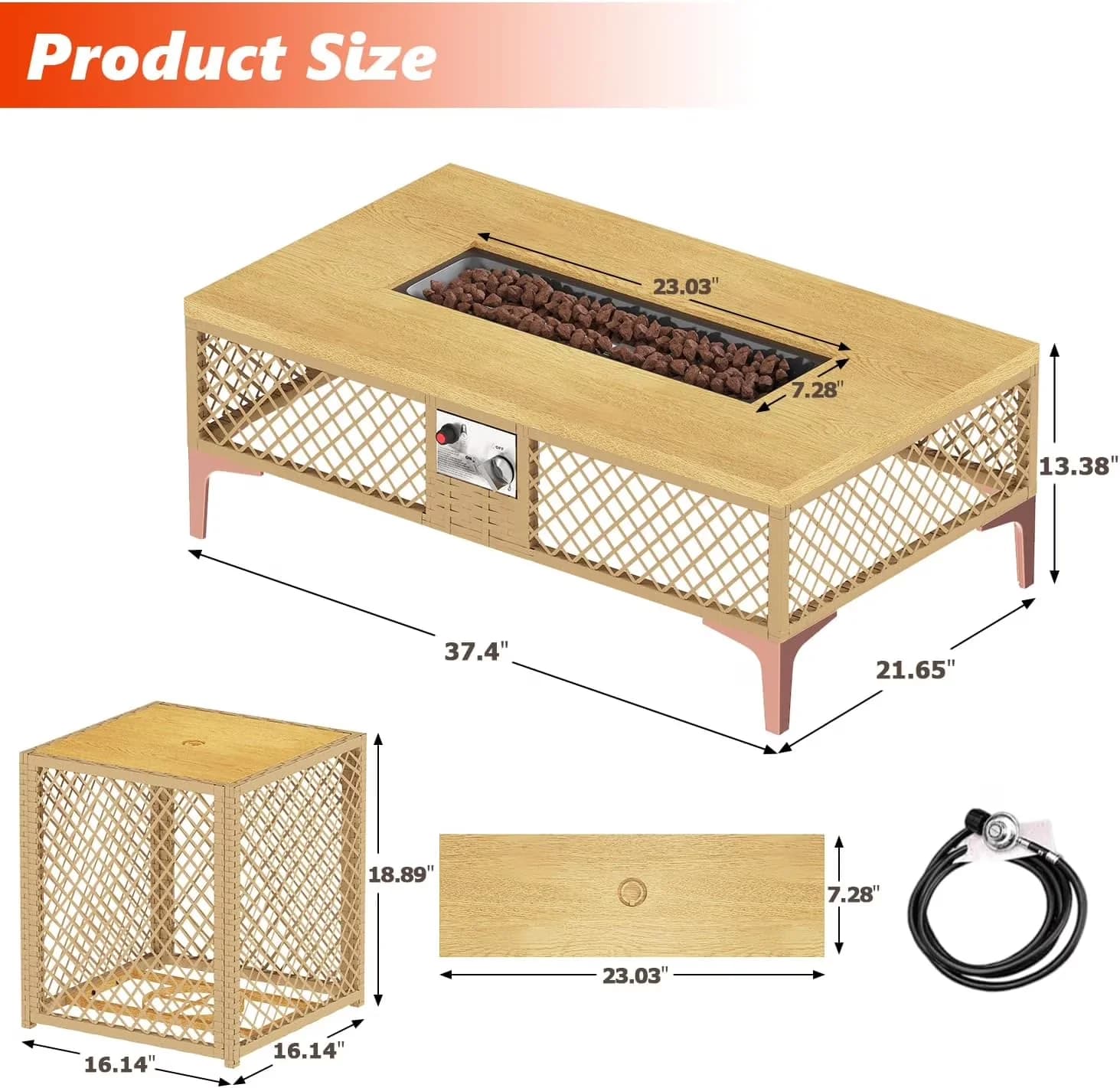 Outdoor Heating Professional with 60000 BTU, Weatherproof, Adjustable Flame - Beige Wicker Model 202868