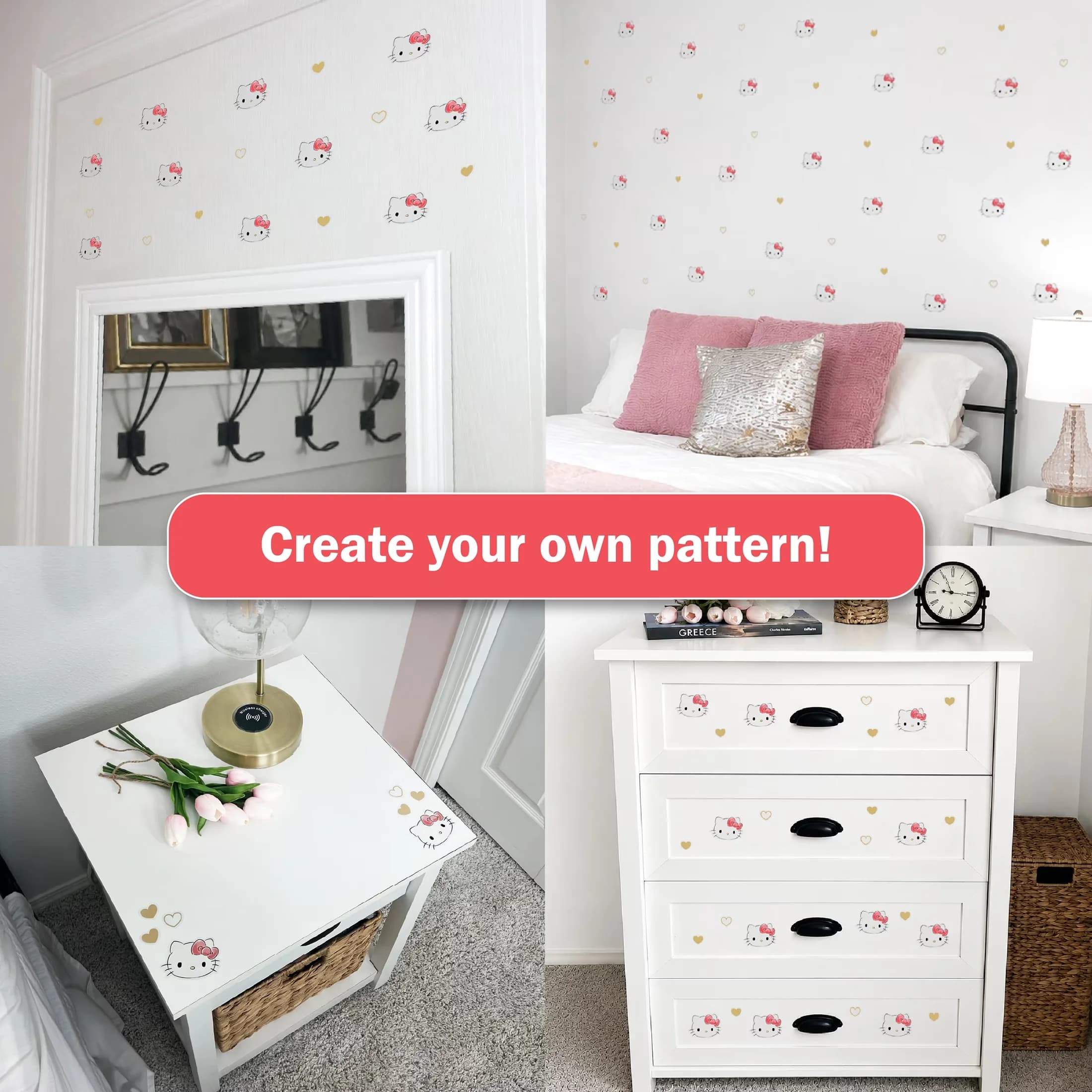 Classic Wallpaper Wall Decals Wall Covering - Pink Vinyl Hello - Traditional Style Model 0FEEB0