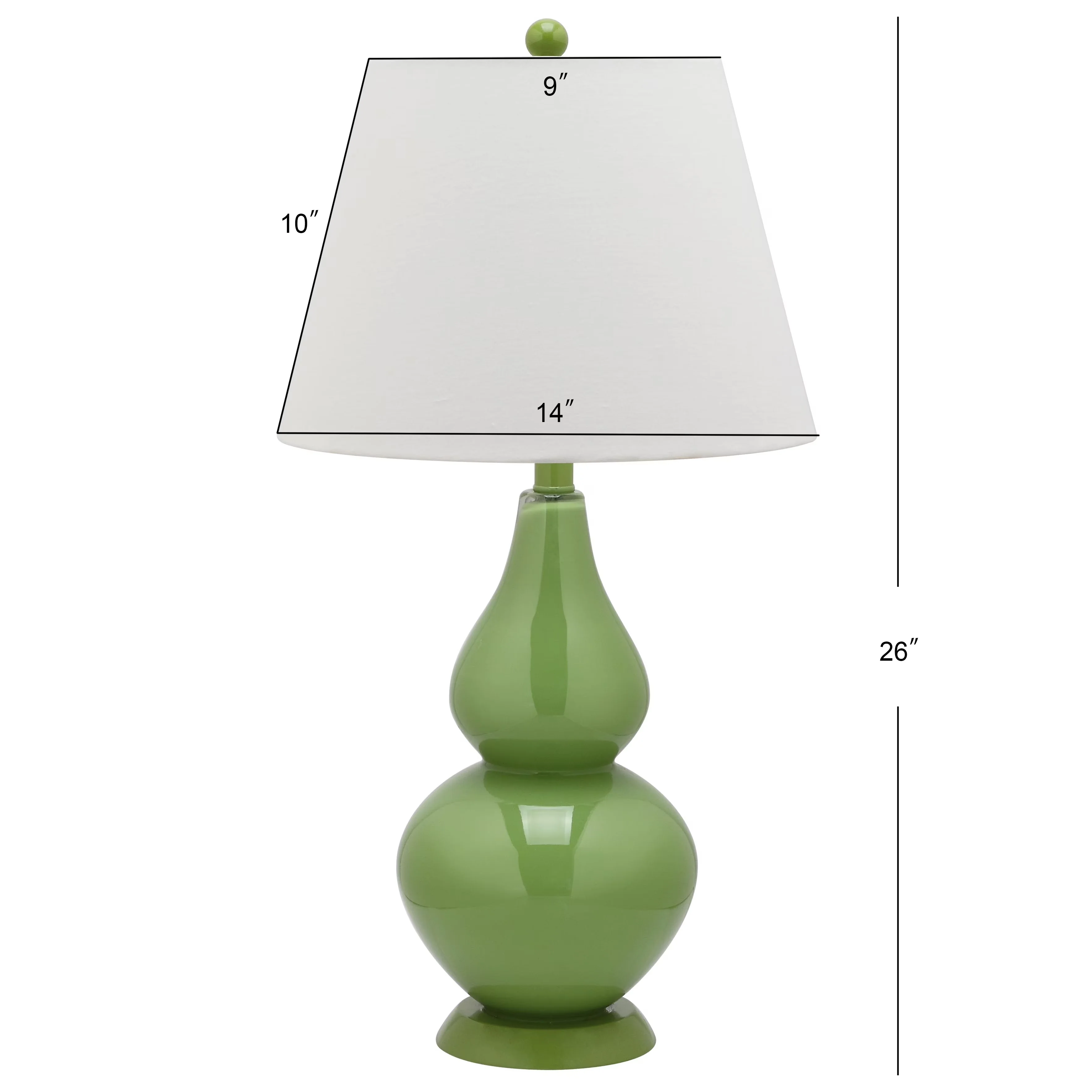Lamp Set Compact with Contemporary, Off-White Cotton Shade - Glass Green Model 6E8F36