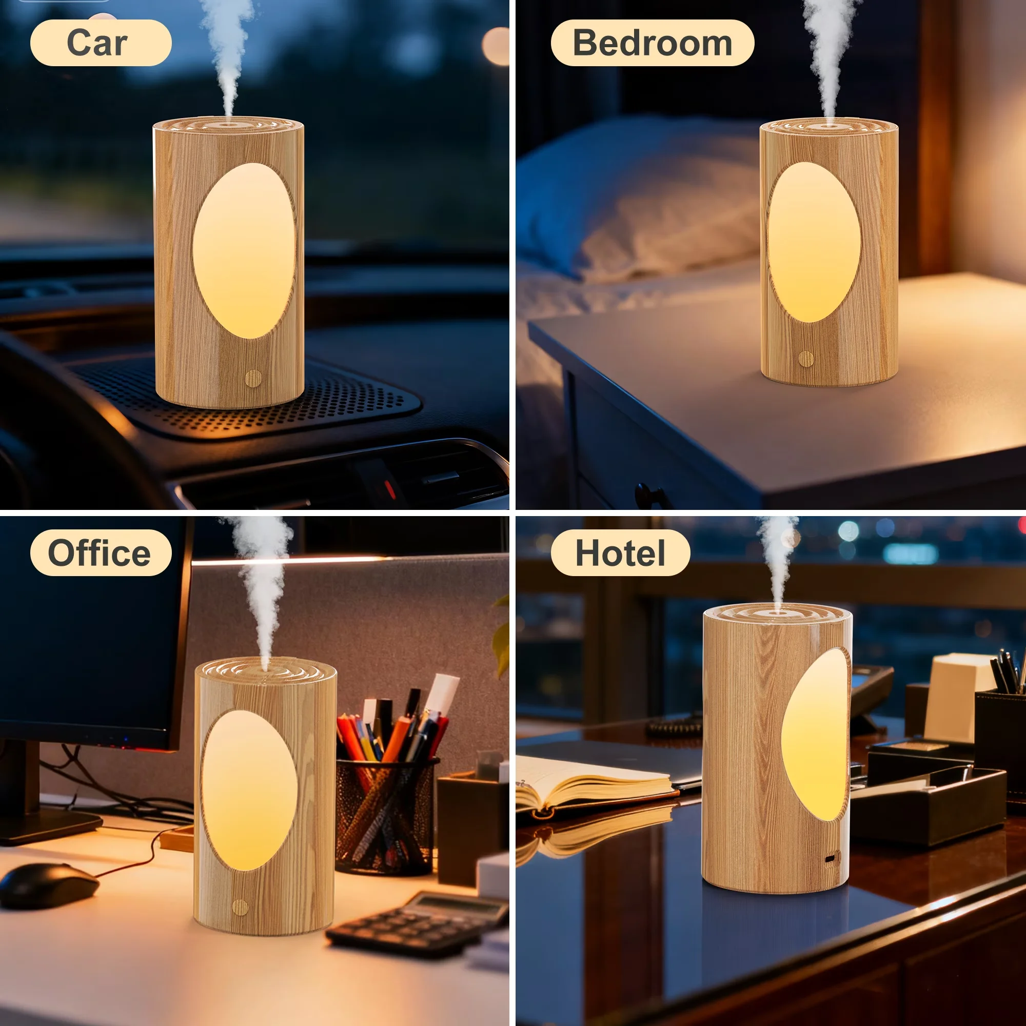 Sleek Humidifier with Water Level Indicator, Adjustable Humidistat, Oil Diffuser - Brown Model A2C462