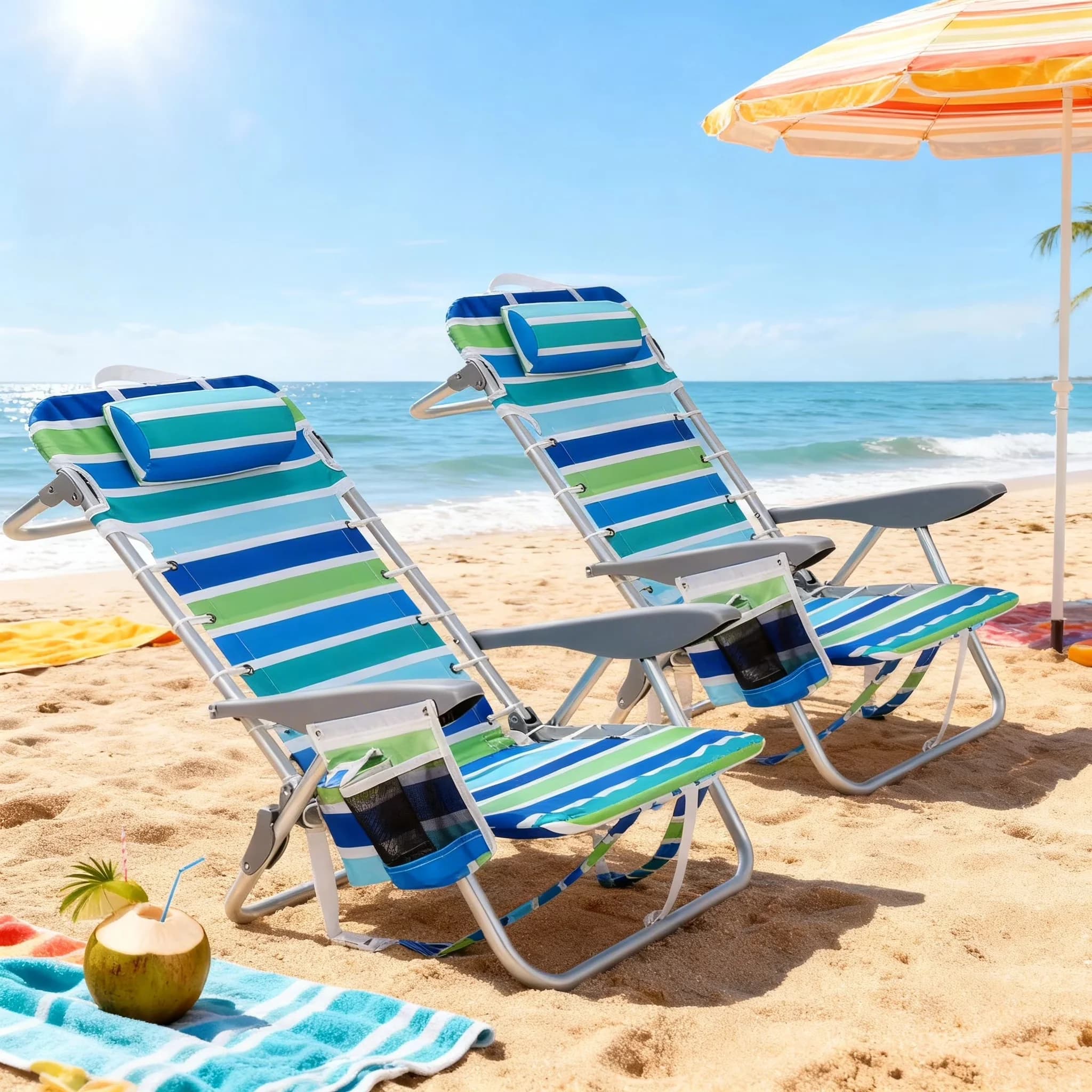 Beach Chair Versatile with Folding, Rust Resistant, Rocking - Multicolor Model B2F580