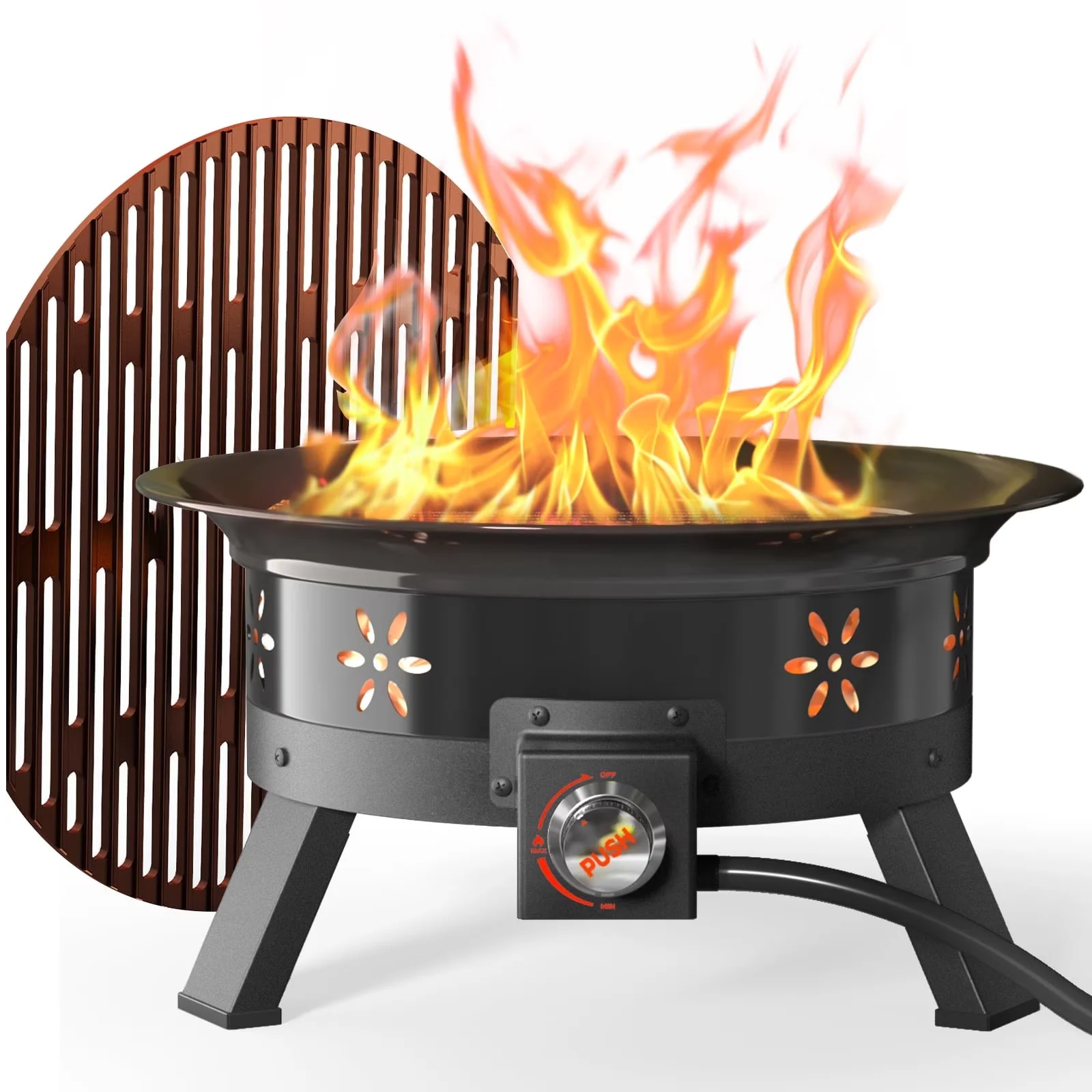 Durable Outdoor Heating with 58000 BTU, Portable, Grill - Iron + Stainless Steel + Cold Rolled Plate Black Model 107F2E