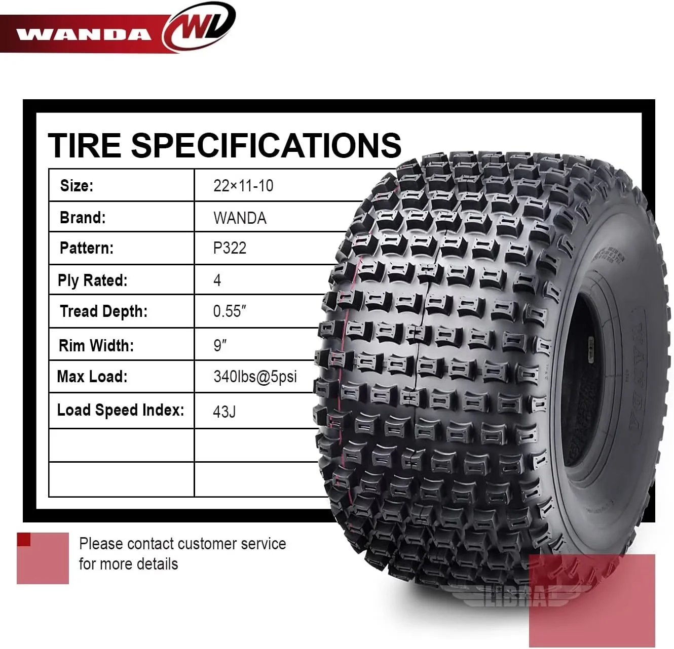 Atv Tire Durable with Puncture Resistant, Tires only, no rims included - Model 4E528B