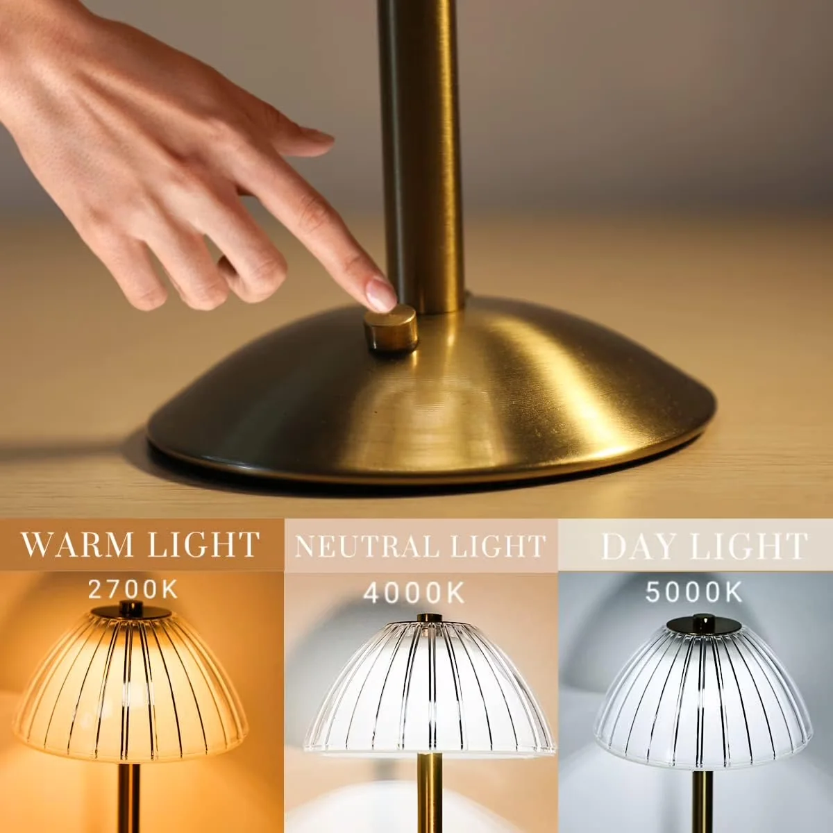 Lamp Quality with LED, Battery, Usb Port - Metal, Acrylic Gold for Bedroom, Office Model CA277A