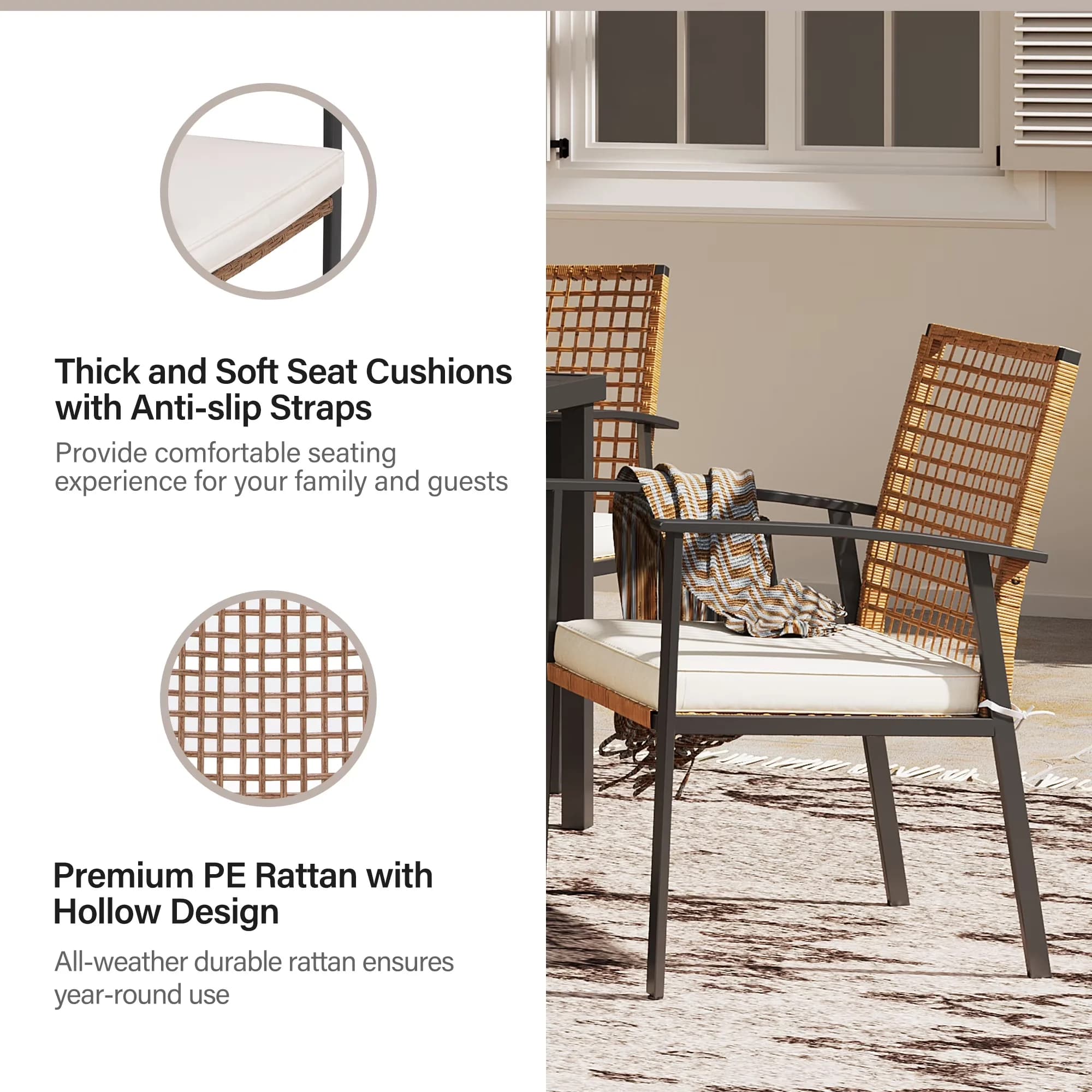Patio Dining Set Innovative with Modern, 5-Piece Outdoor Wicker Furniture - Pe Wicker, Iron Model D38EB0