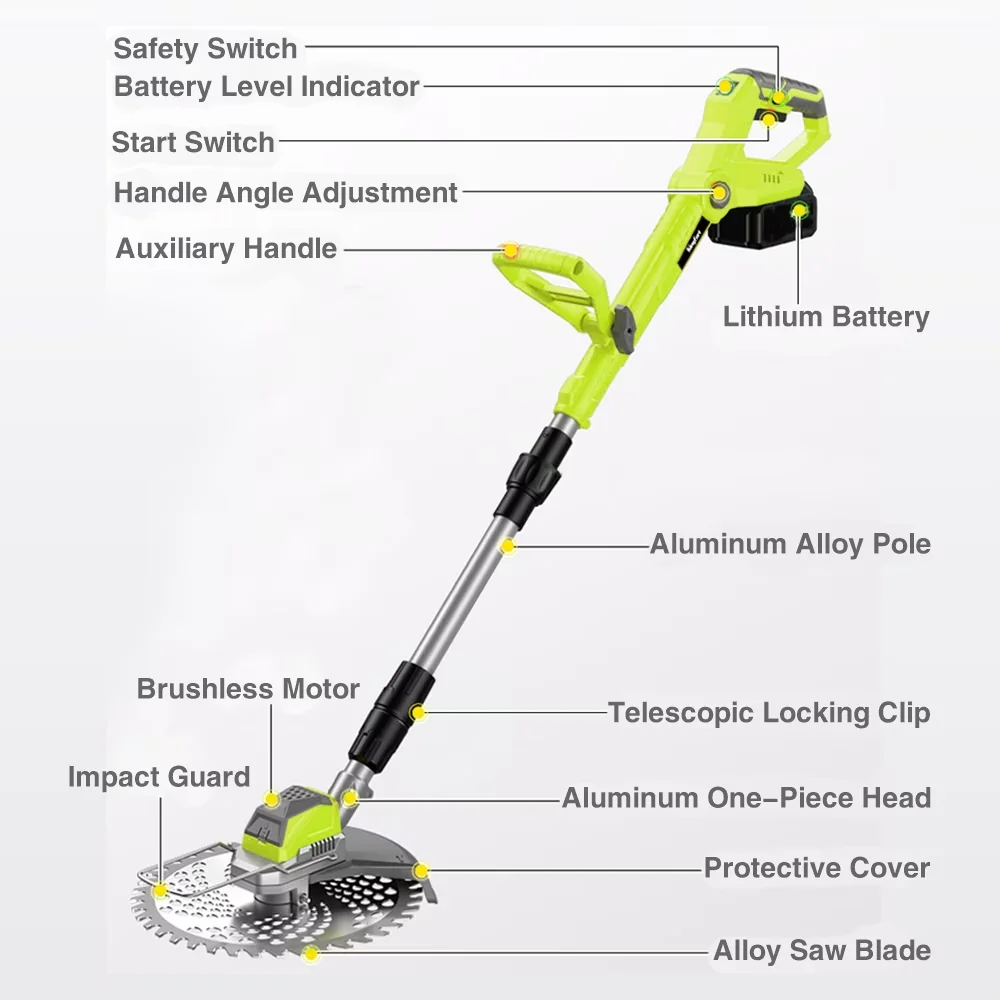 Professional String Trimmer with Battery, 21V, Cordless - Green - Standard Series Model F7C9AE