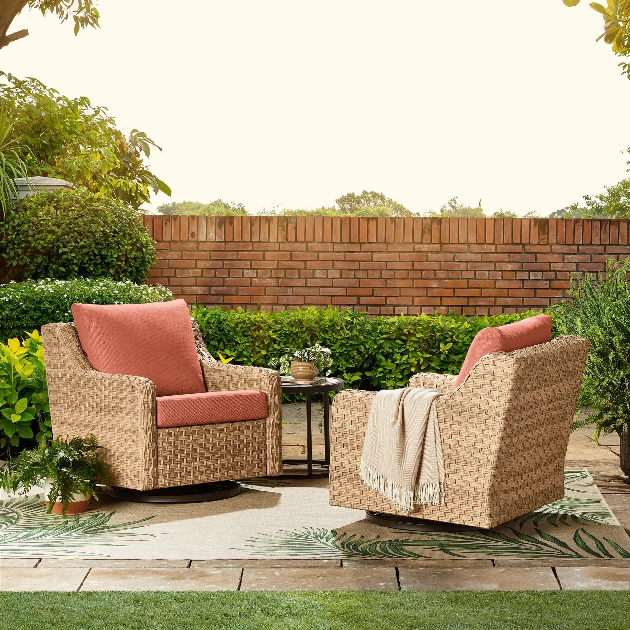 Durable Patio Conversation Set with Weatherproof, Red - Red Steel Frame Model C545B1