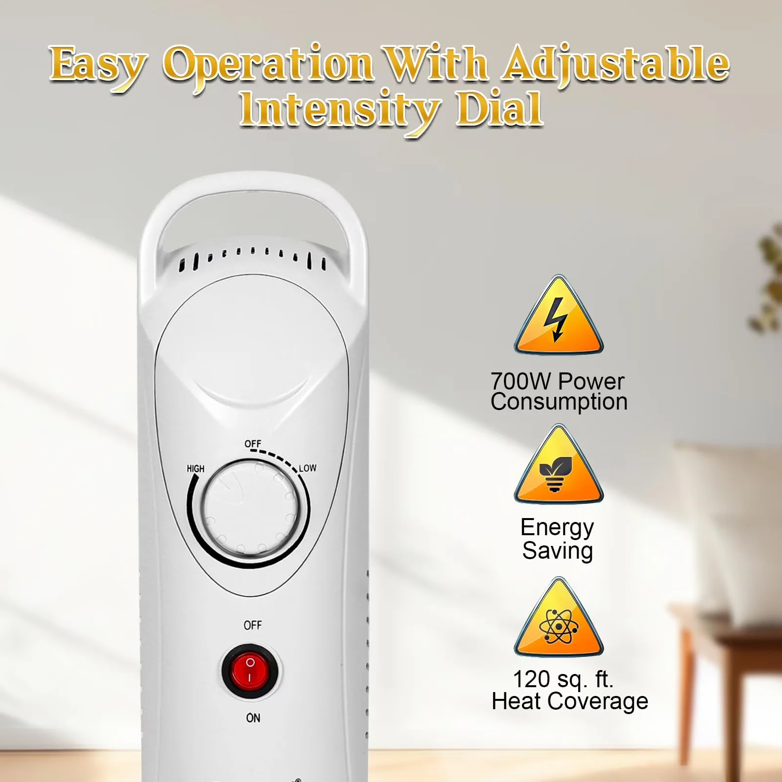 Reliable Portable And Electric Space Heater with 700W, Adjustable, Energy Saving - White Model B332DF