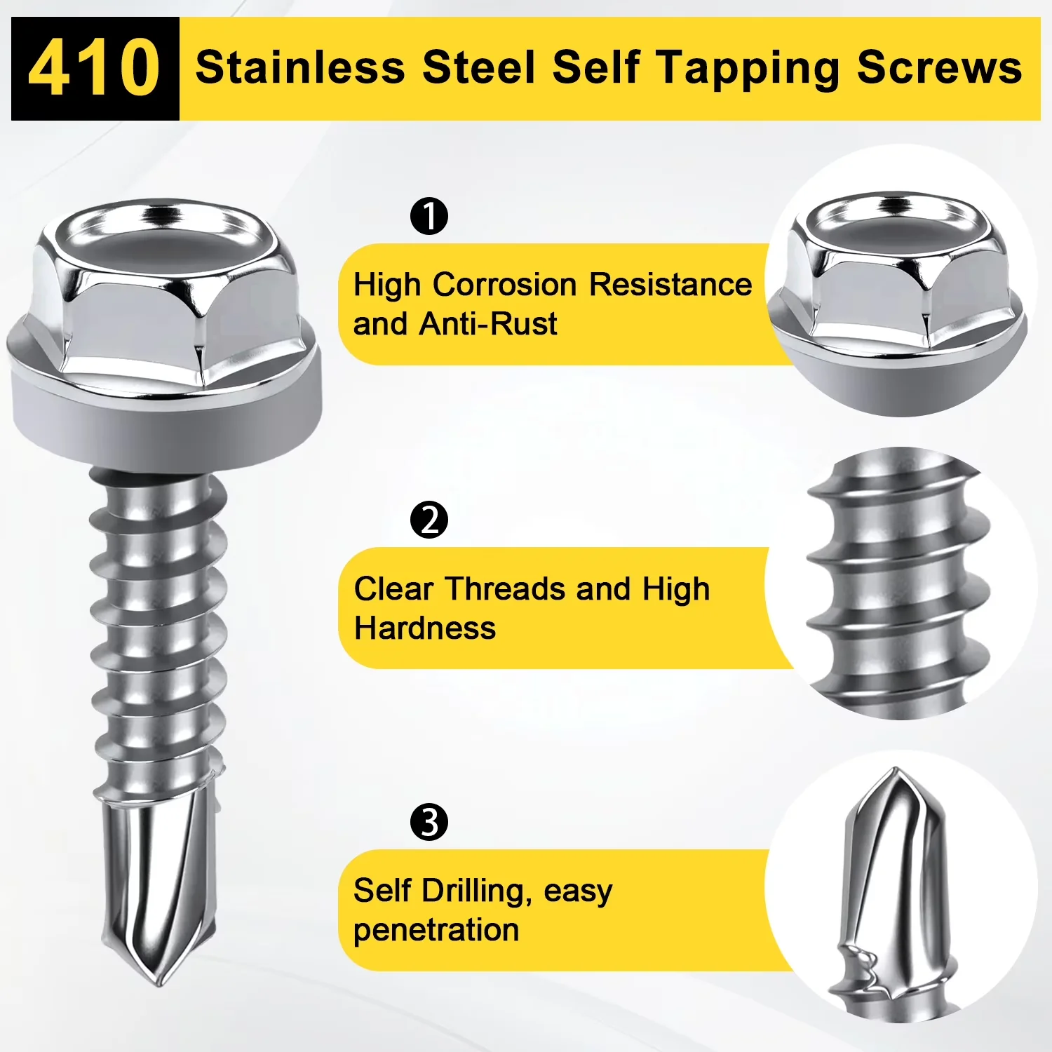 Compact Fastener with Easy-To-Use - 410 Stainless Steel Silver 1/2 - Modern Design Model 48E782