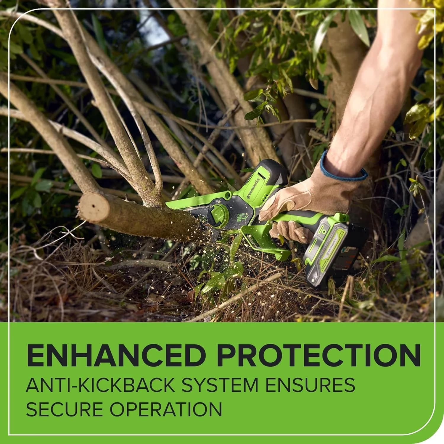 Classic Chainsaw with Battery, 24V, Automatic Chain Oiler - Green - Residential Grade Model 0D60EB