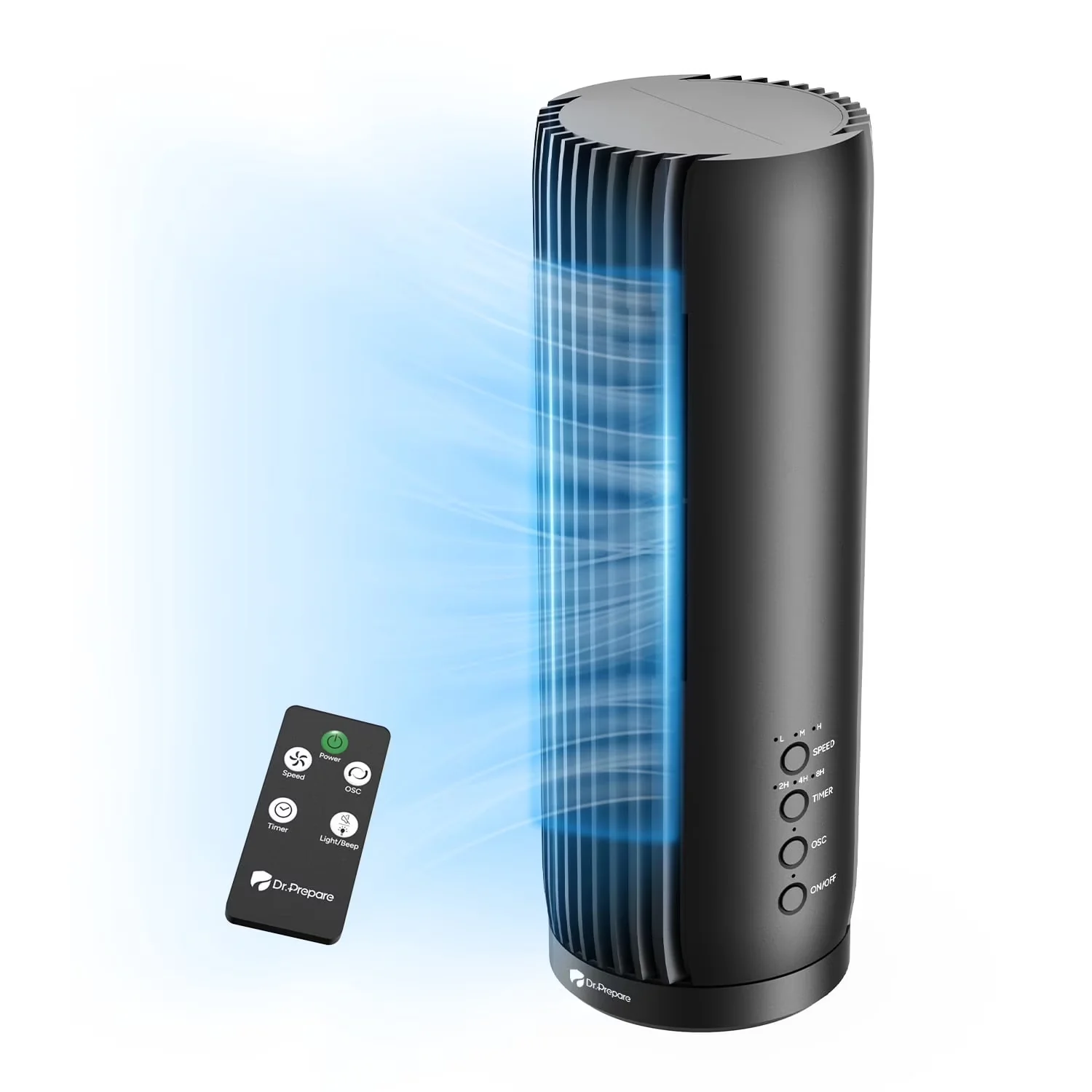 Compact Fans In Cooling with Remote Controlled, Timer, 12.7" Bladeless Tower Desk Fan - Abs Black Model BD60AE