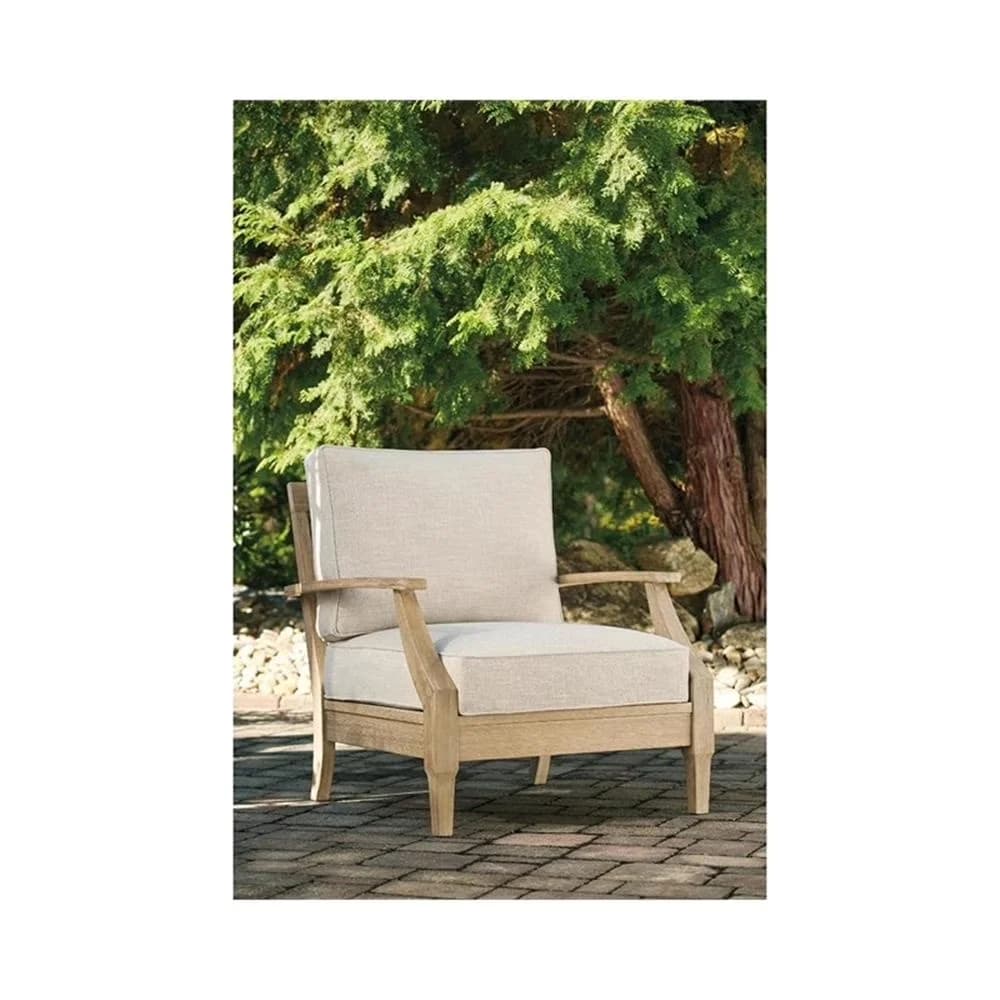 Compact Outdoor Sofas Sectional with No harmful chemicals, Assembly required, Material: Wood - Beige Wood Model E55A45