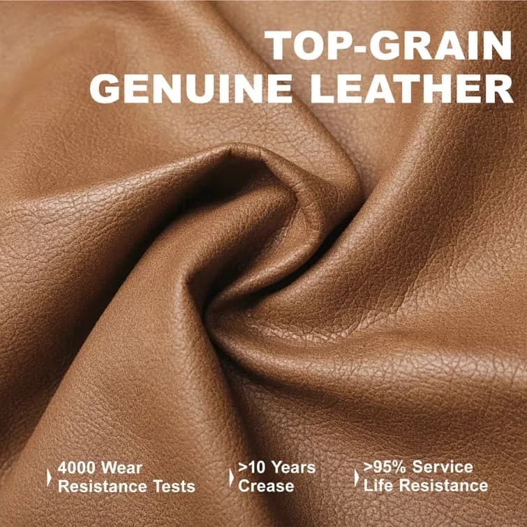 Quality Patio Chair with Lumbar Support, Modern - Beige Leather for Small, Living Model E1F34B