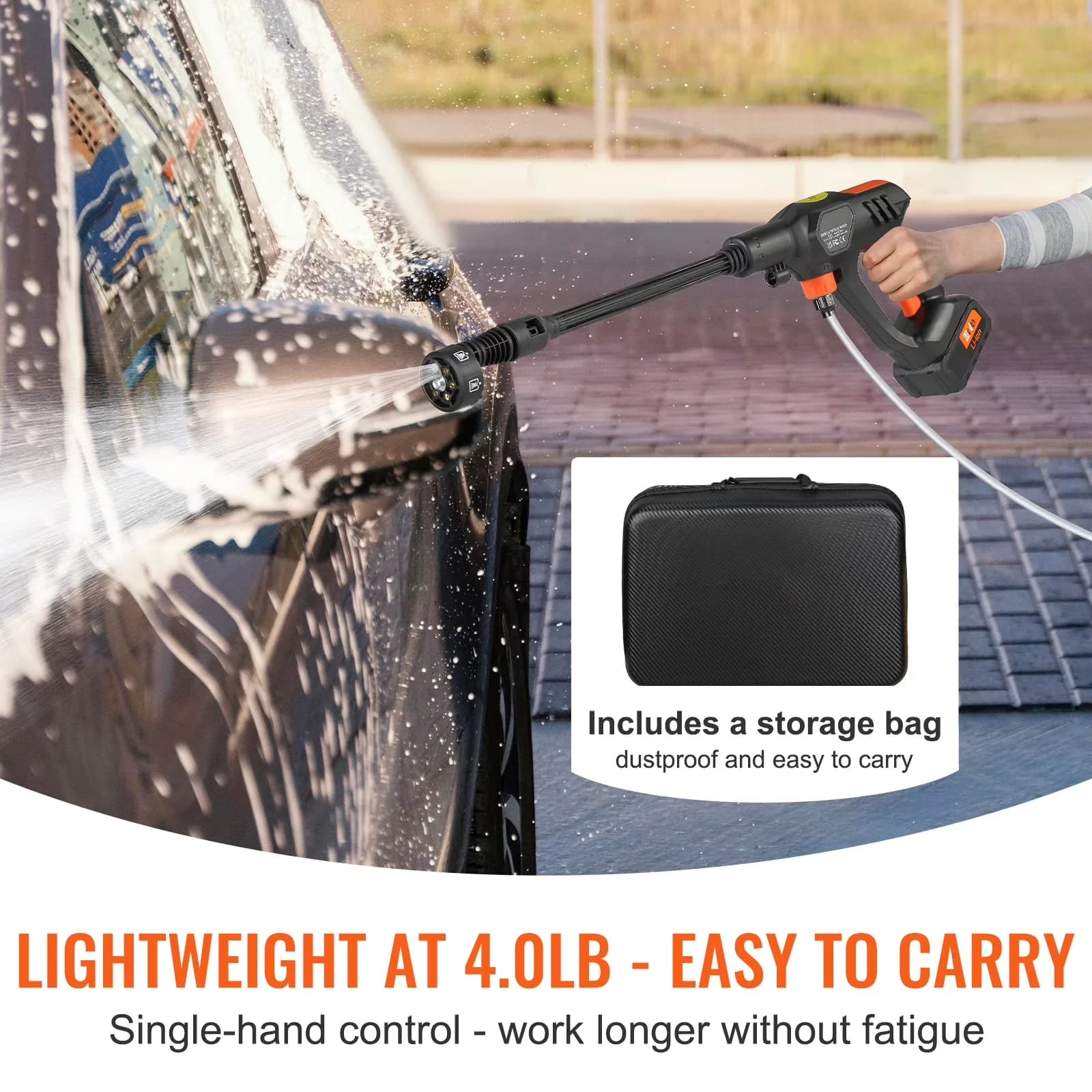 Pressure Washer Sleek with Battery, 21V, 900 PSI Cordless - 84ft - Premium Collection Model D61292