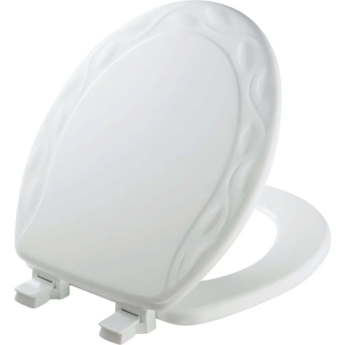 Durable Toilet Seats And Lid with Seat Secure, Quick Release - White Enameled Wood Model 667D7D