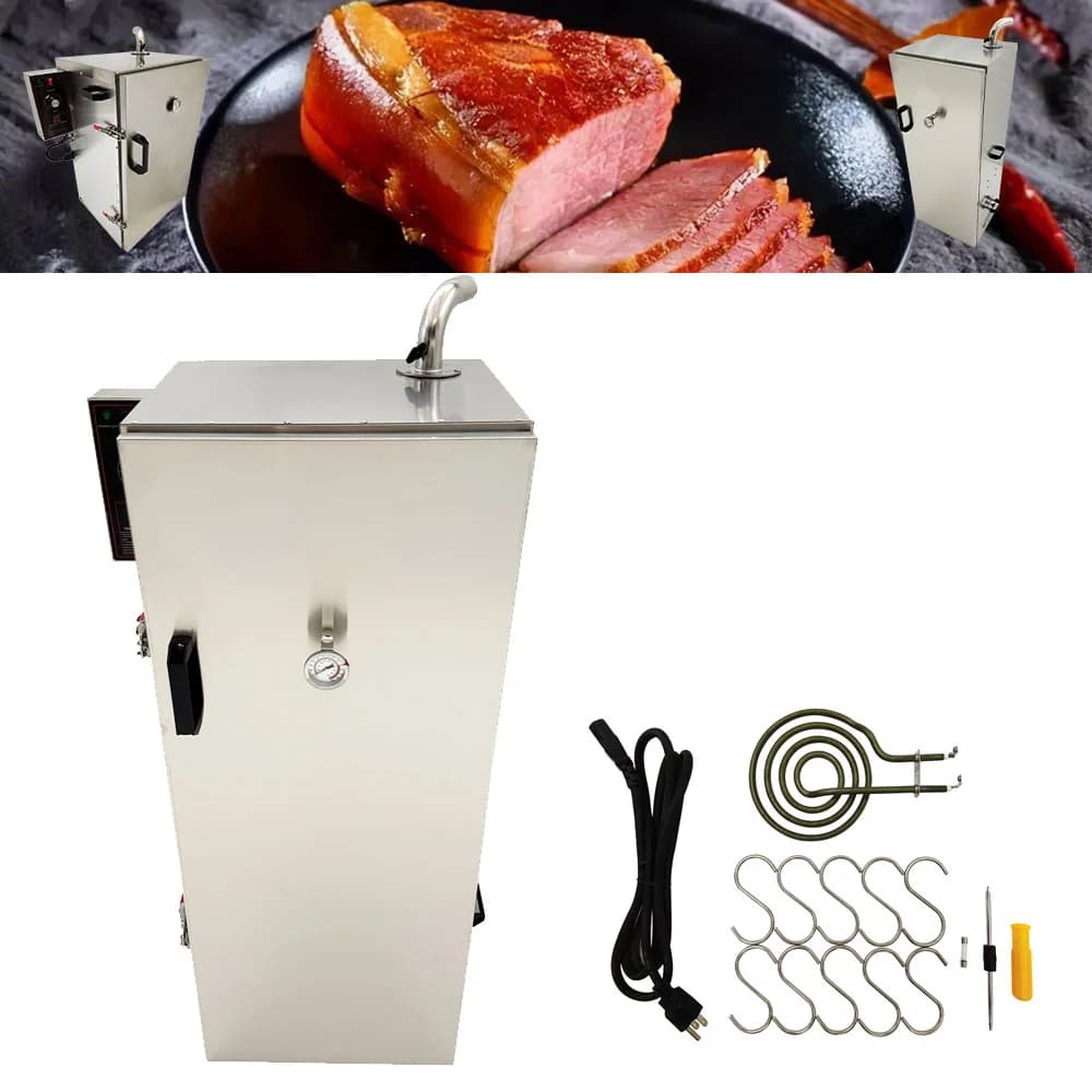 Innovative Smoker with Digital Display - Silver Stainless Steel Vertical Model 25F4B8