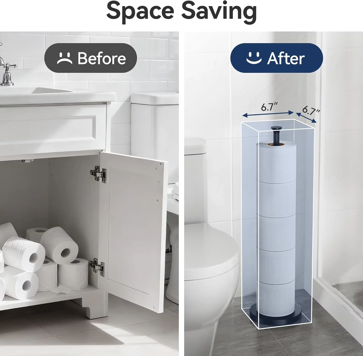 Stylish Plumbing with Modern, Free Standing Tissue Extender, Reserve Function - Stainless Steel for Bathroom Model 5D4F0E